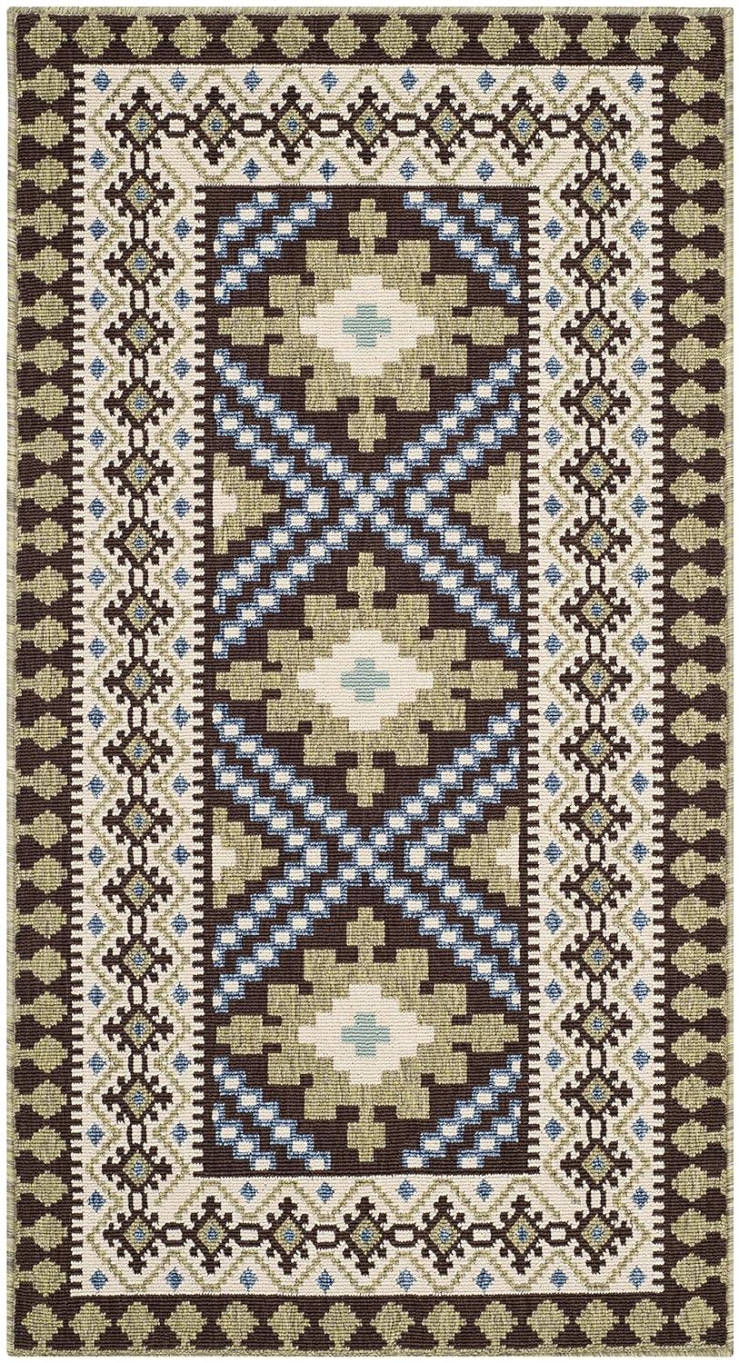 Veranda VER099 Power Loomed Indoor/Outdoor Accent Rug - Chocolate/Green - 2'x3'7" - Safavieh.