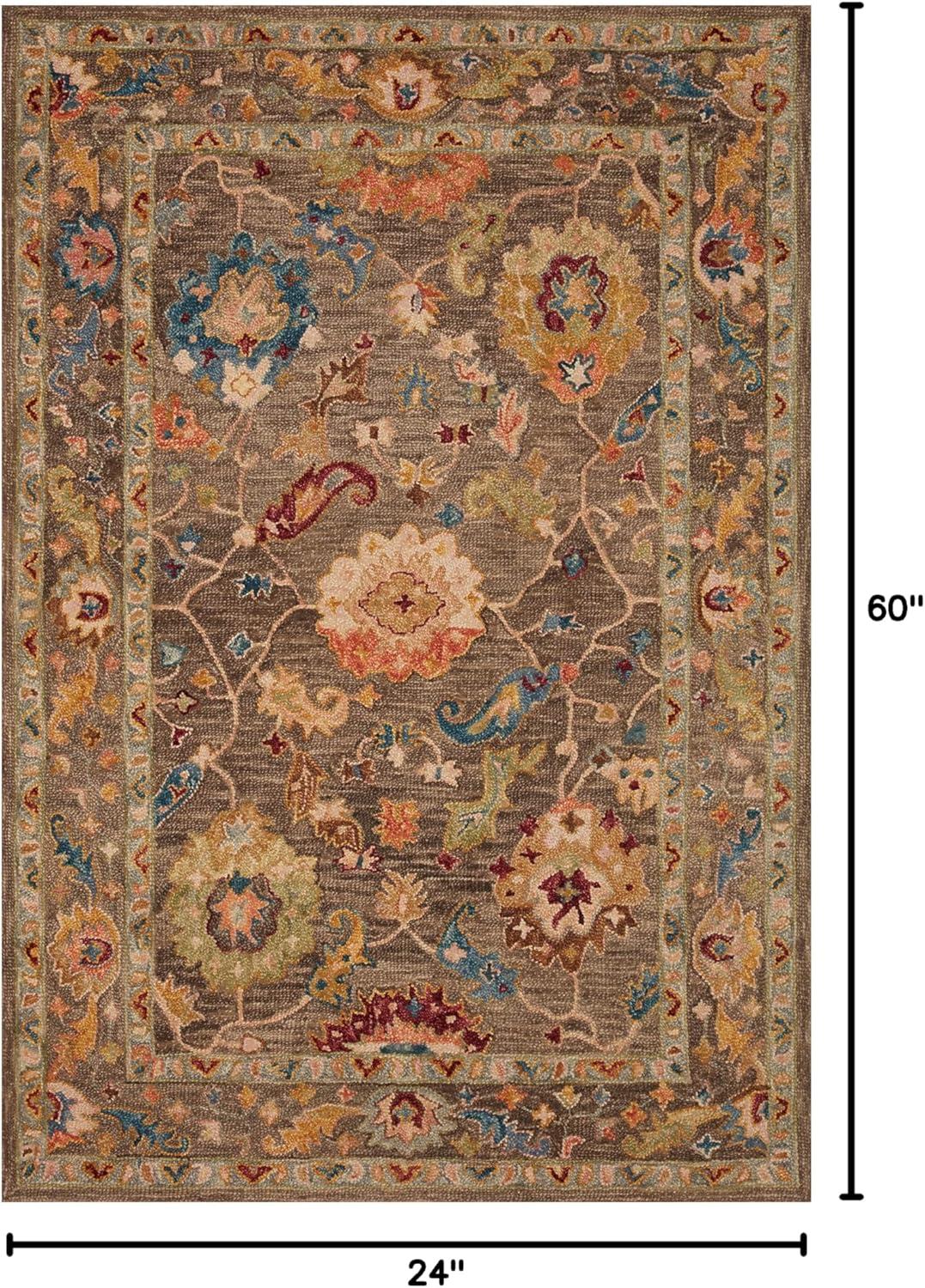 Norge Oriental Hand Hooked Wool Charcoal Area Rug