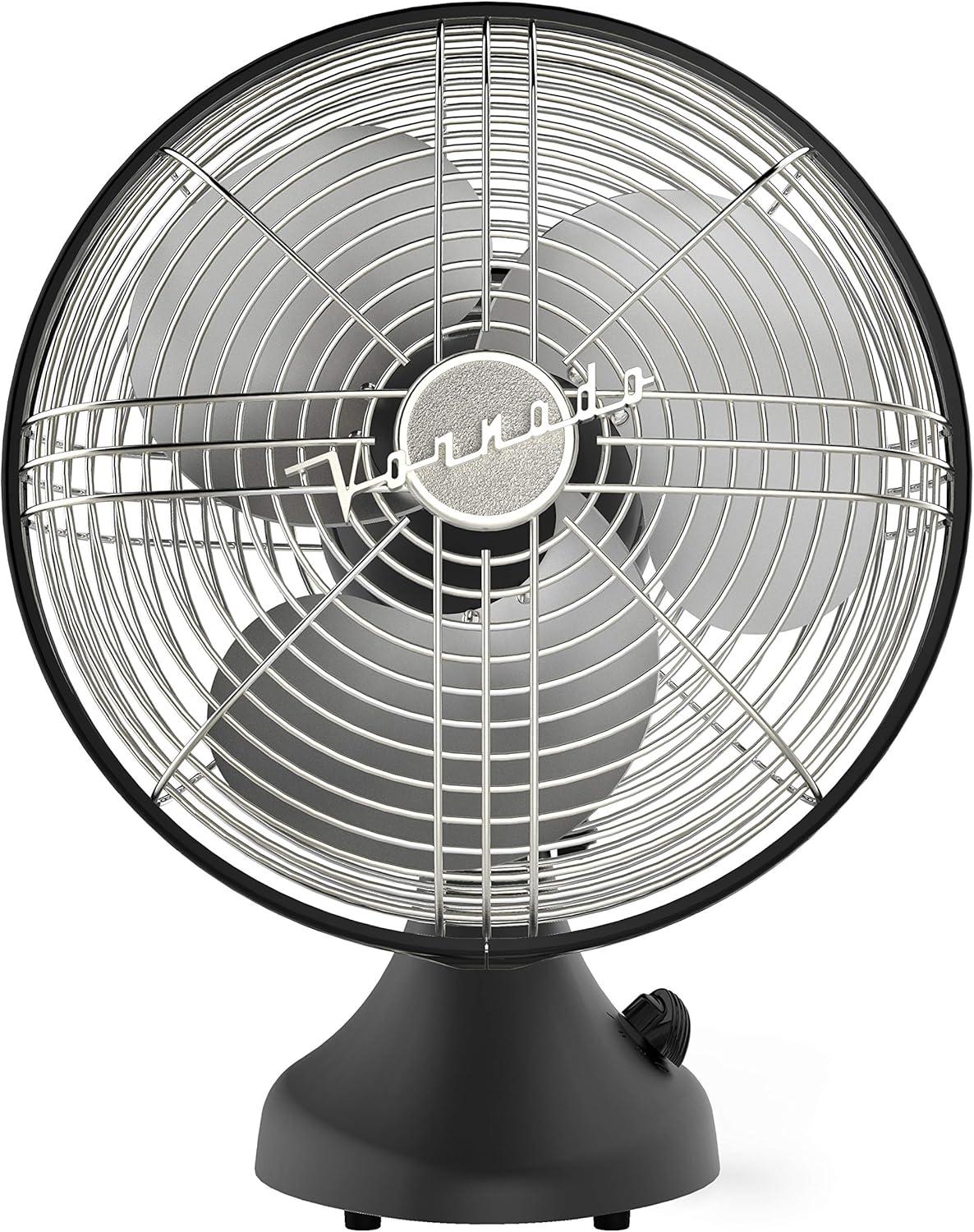 Vornado Silver Swan Portable Oscillating Fan Black: Metal Desk Fan, Quiet Air Circulation, Adjustable Tilt, 3 Speeds