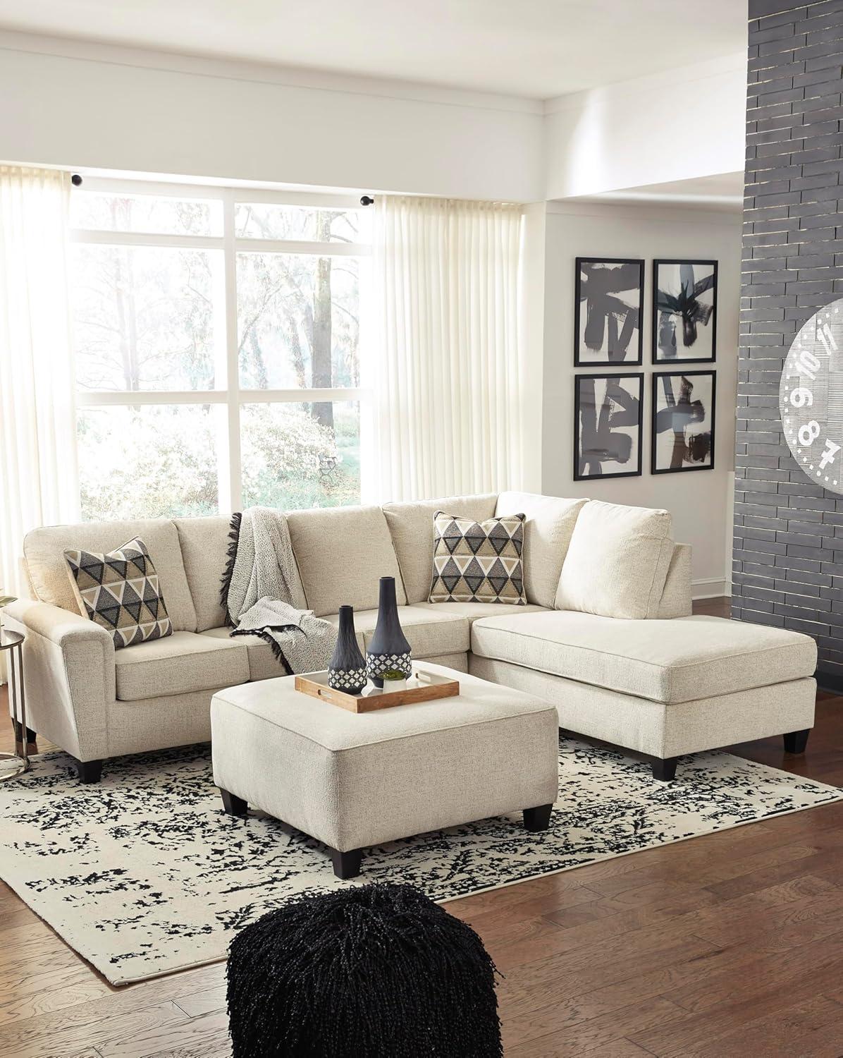 Oversized Abinger Accent Ottoman Natural - Signature Design by Ashley: Modern Square Upholstered Bench, Textured Finish