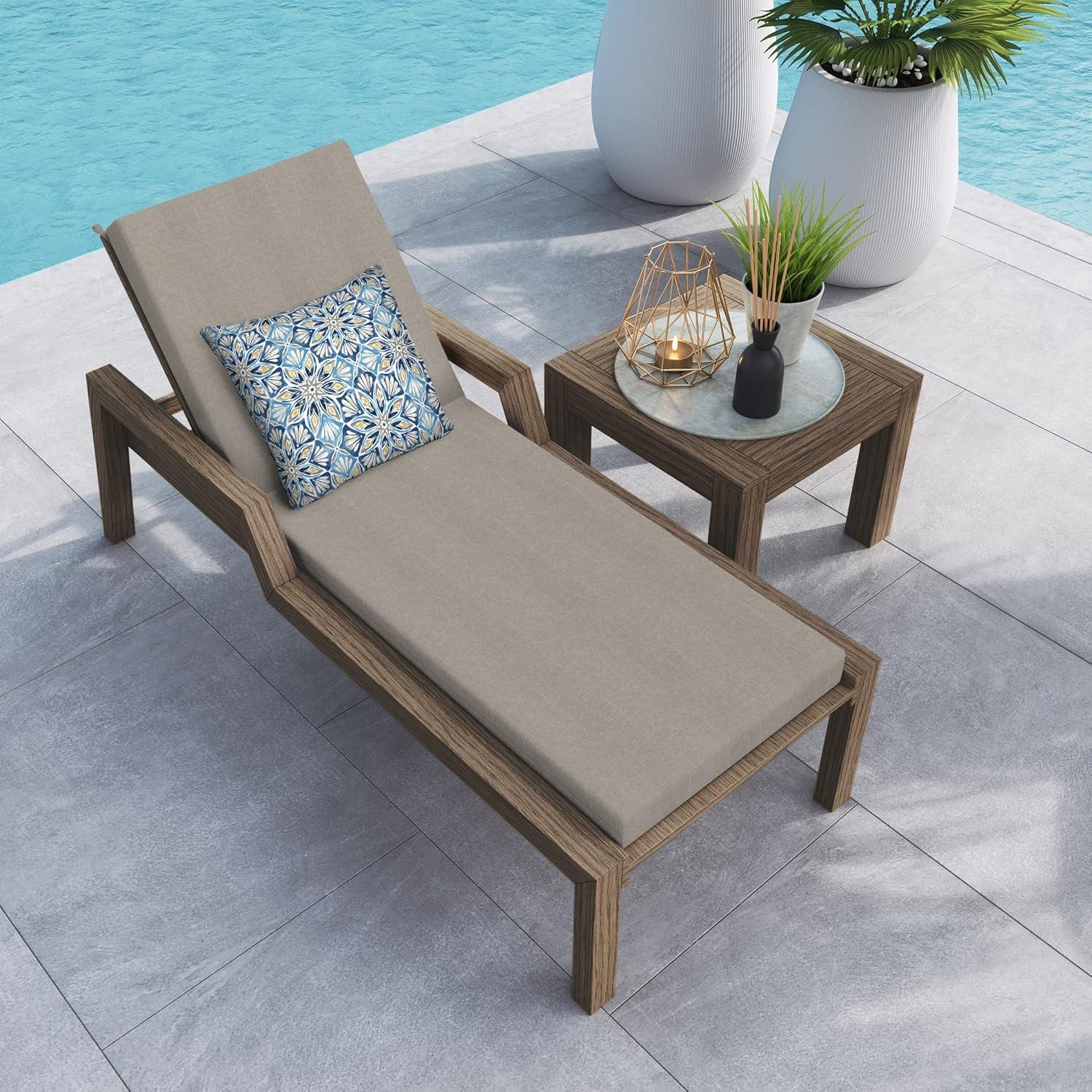 Honeycomb Outdoor Chaise Lounge Cushion - Heathered Solid Taupe