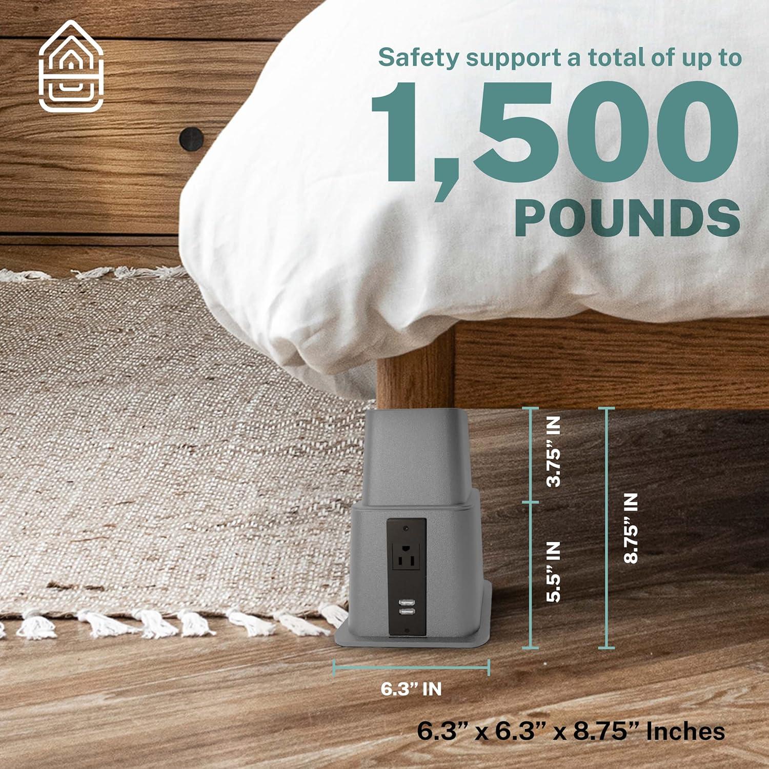 Home Intuition Bed Risers Heavy Duty Adjustable Furniture Riser 3, 5 or 8-Inch, 4 Pack, 8-Piece Set (Grey)