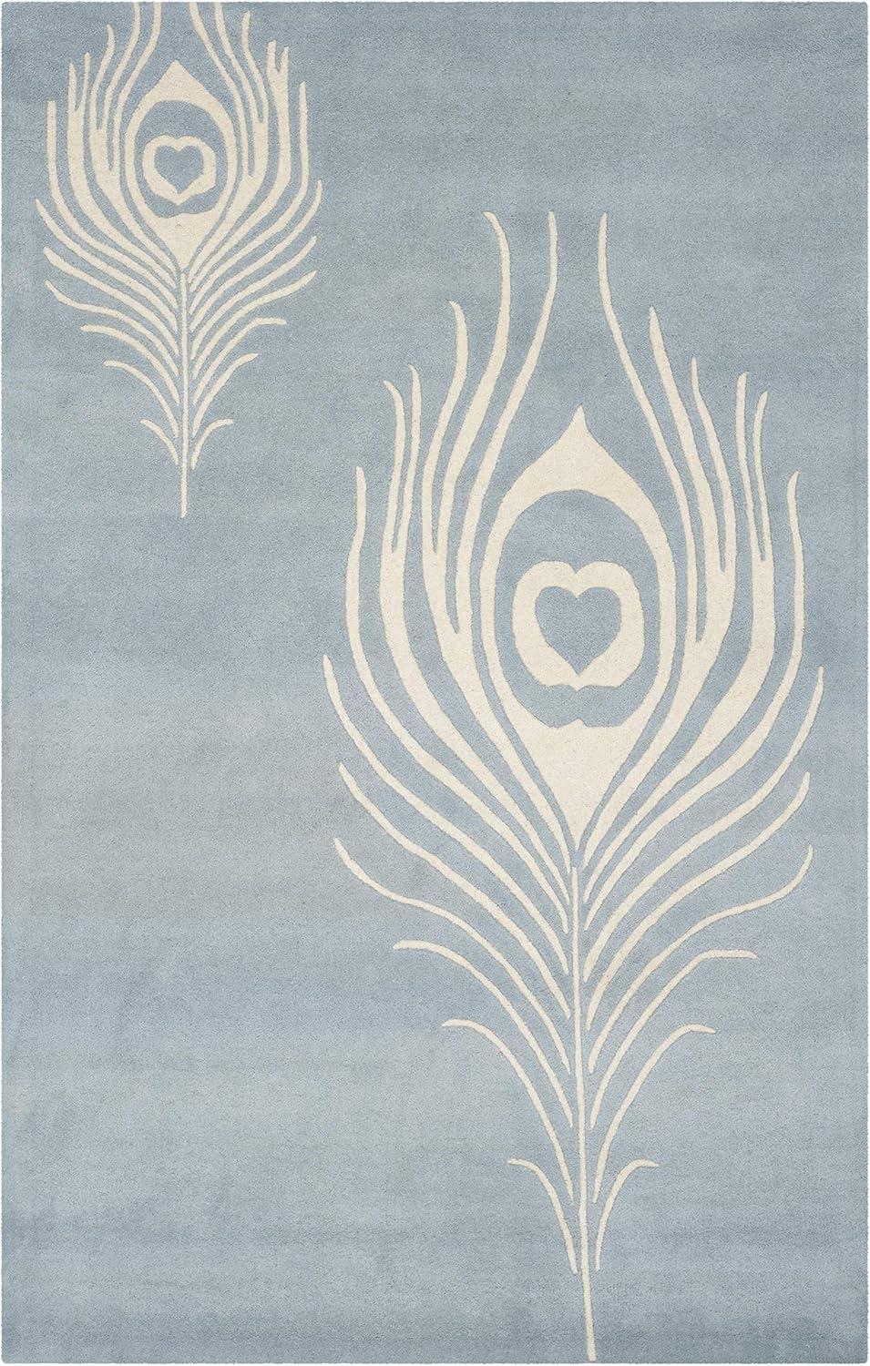 Soho SOH704 Hand Tufted Indoor Area Rug - Light Blue/Ivory - 5'x8' - Safavieh