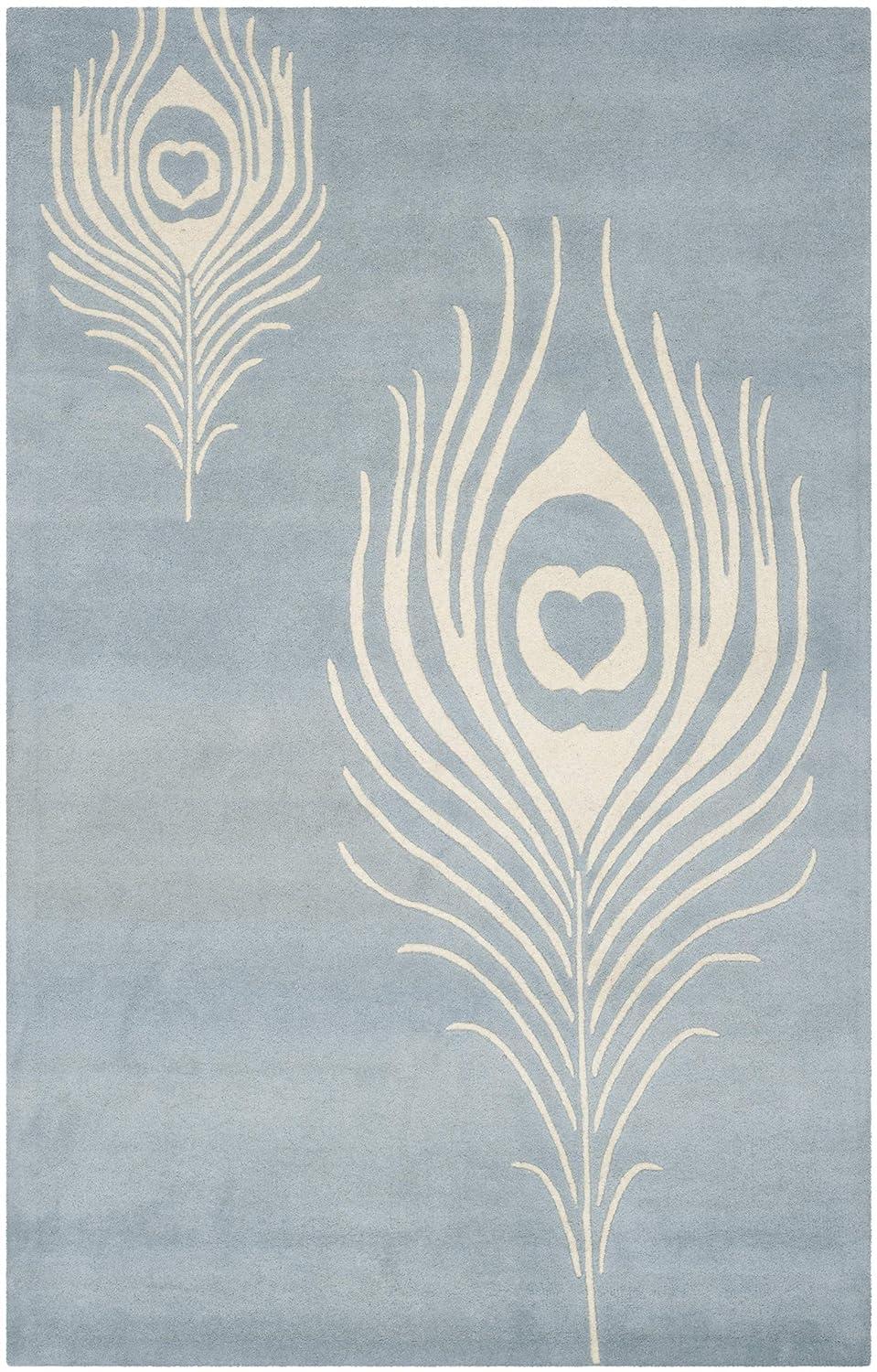 Soho SOH704 Hand Tufted Indoor Area Rug - Light Blue/Ivory - 5'x8' - Safavieh