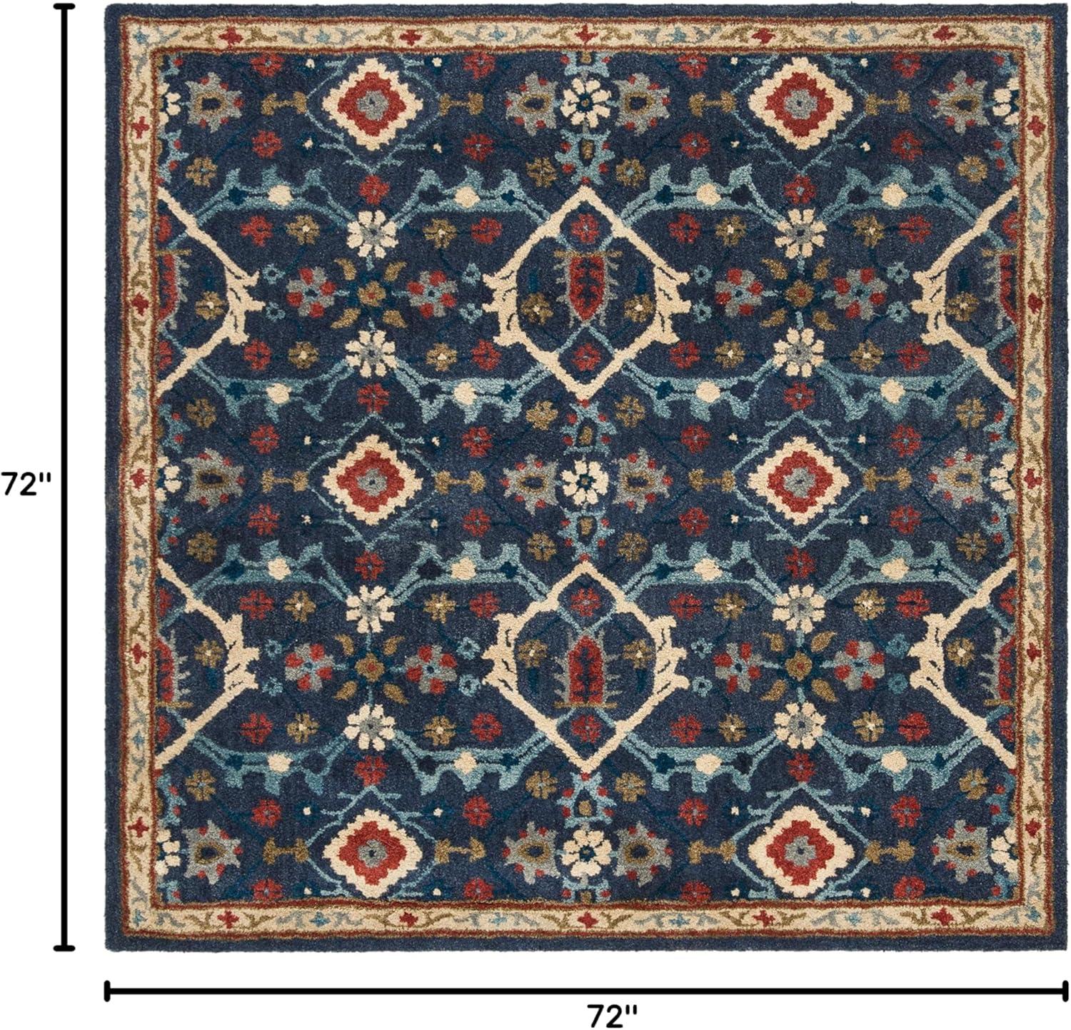 Heritage HG416 Hand Tufted Area Rug - Navy/Multi - 6'x6' - Safavieh.