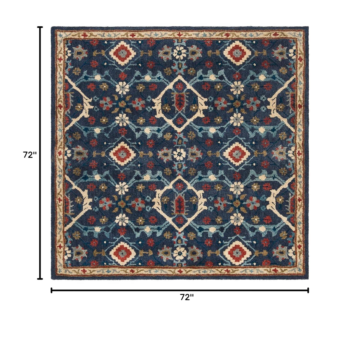 Heritage HG416 Hand Tufted Area Rug - Navy/Multi - 6'x6' - Safavieh.