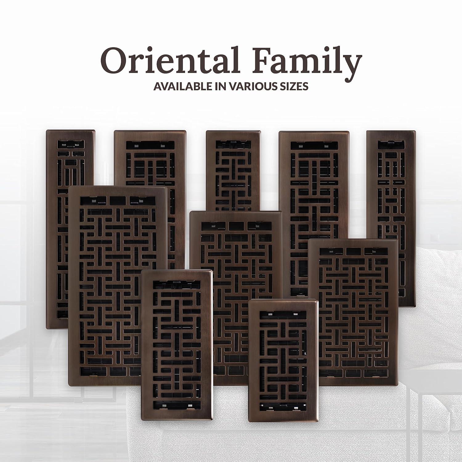 Decor Grates AJH612-RB Oriental Floor Register 6-Inch by 12-Inch Rubbed Bronze