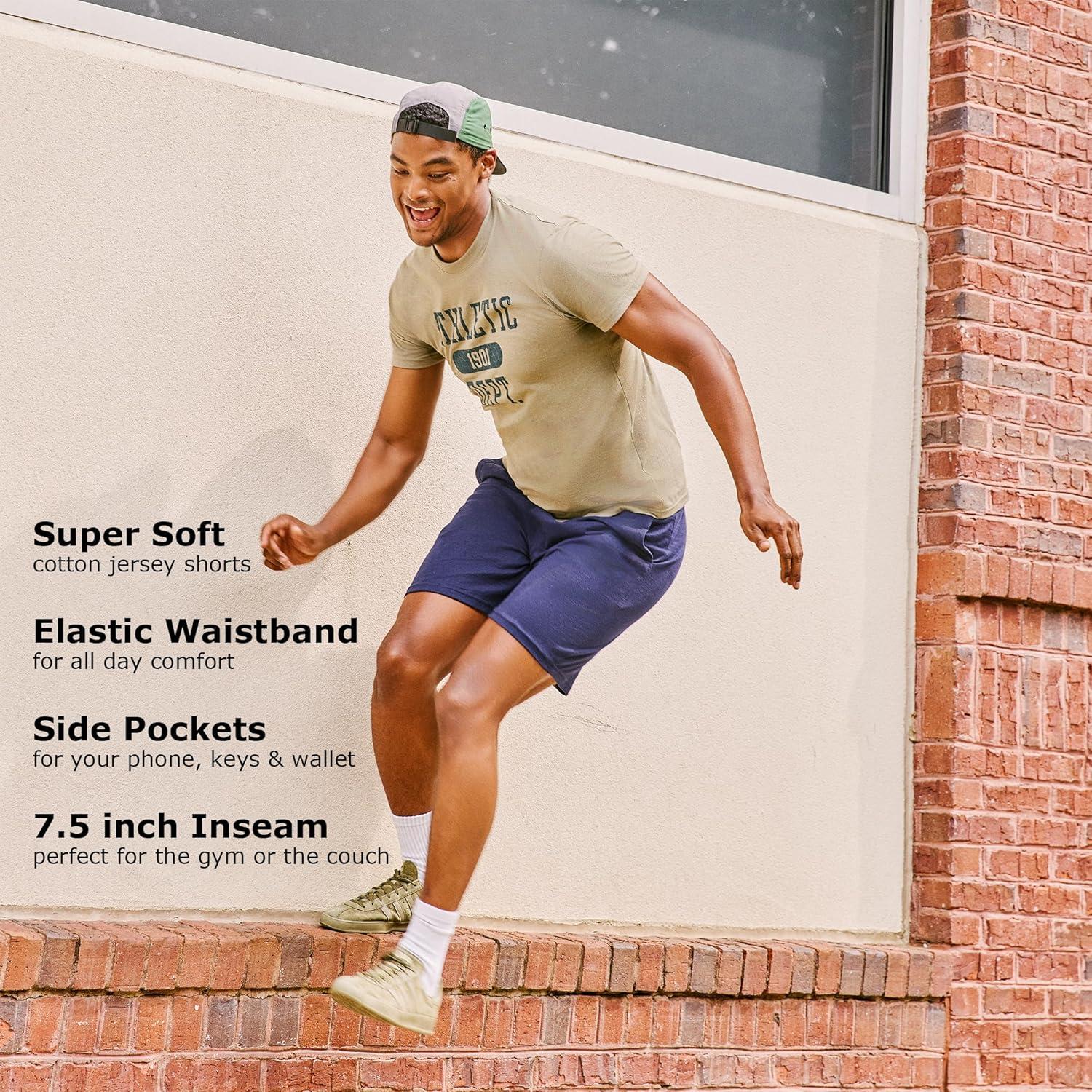 Hanes Men's Essentials Cotton Shorts With Pockets, 7.5" Inseam, Sizes S-4XL