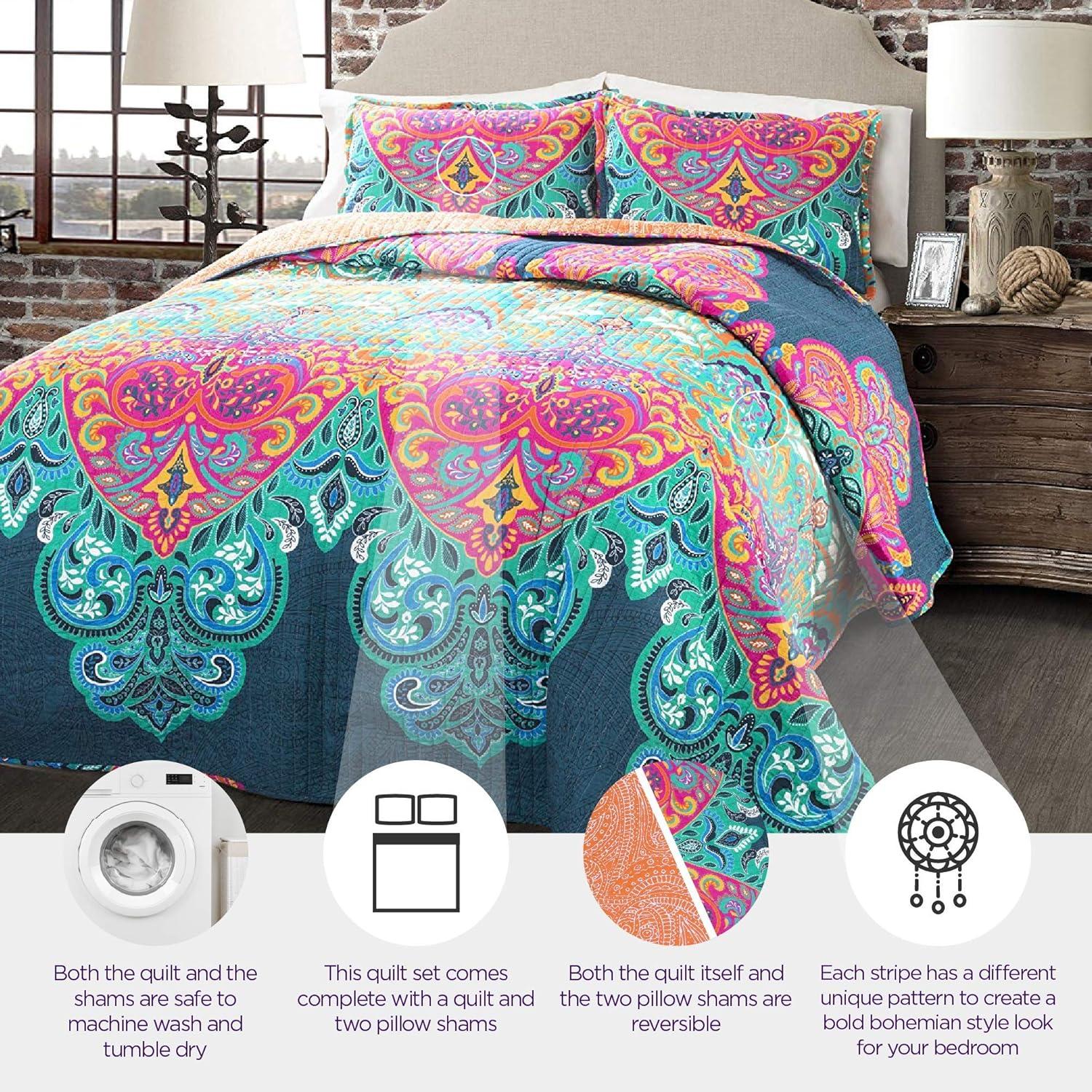 Lush Decor Galleria Cotton 320 TC Reversible Quilt Set