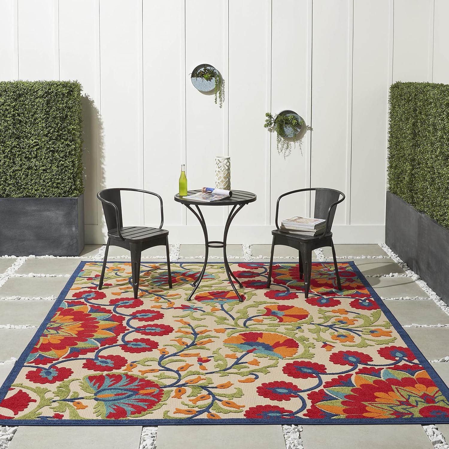 Nourison Aloha Multicolor Floral Synthetic Outdoor Rug