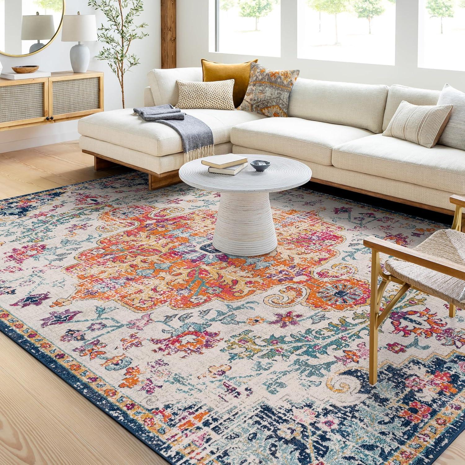 Livabliss 5'3"x7'3" Abby Traditional Rugs Aqua: Medium Pile, Stain & Fade-Resistant, Indoor Use