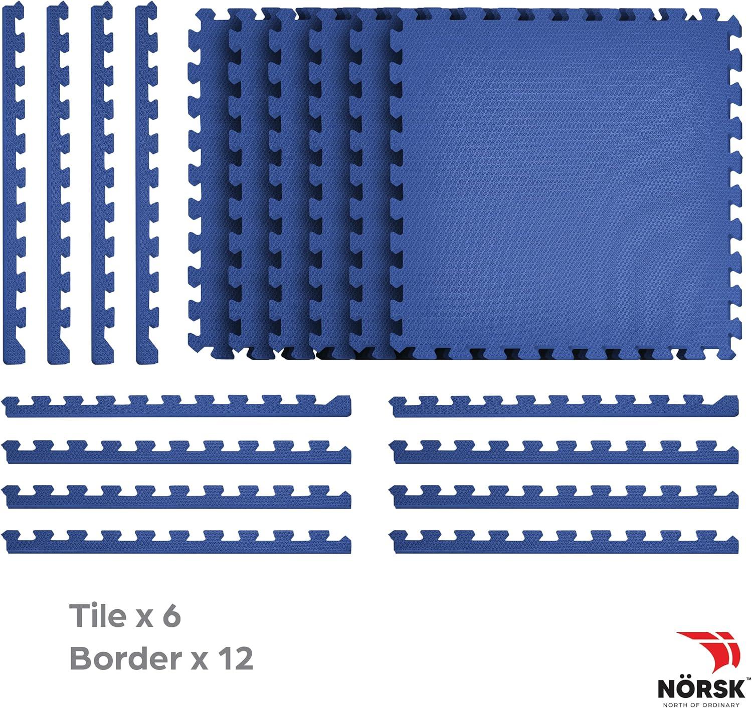 Blue 24 in. x 24 in. EVA Foam Non-Toxic Solid Color Interlocking Tiles (72 sq. ft. - 18 tiles)