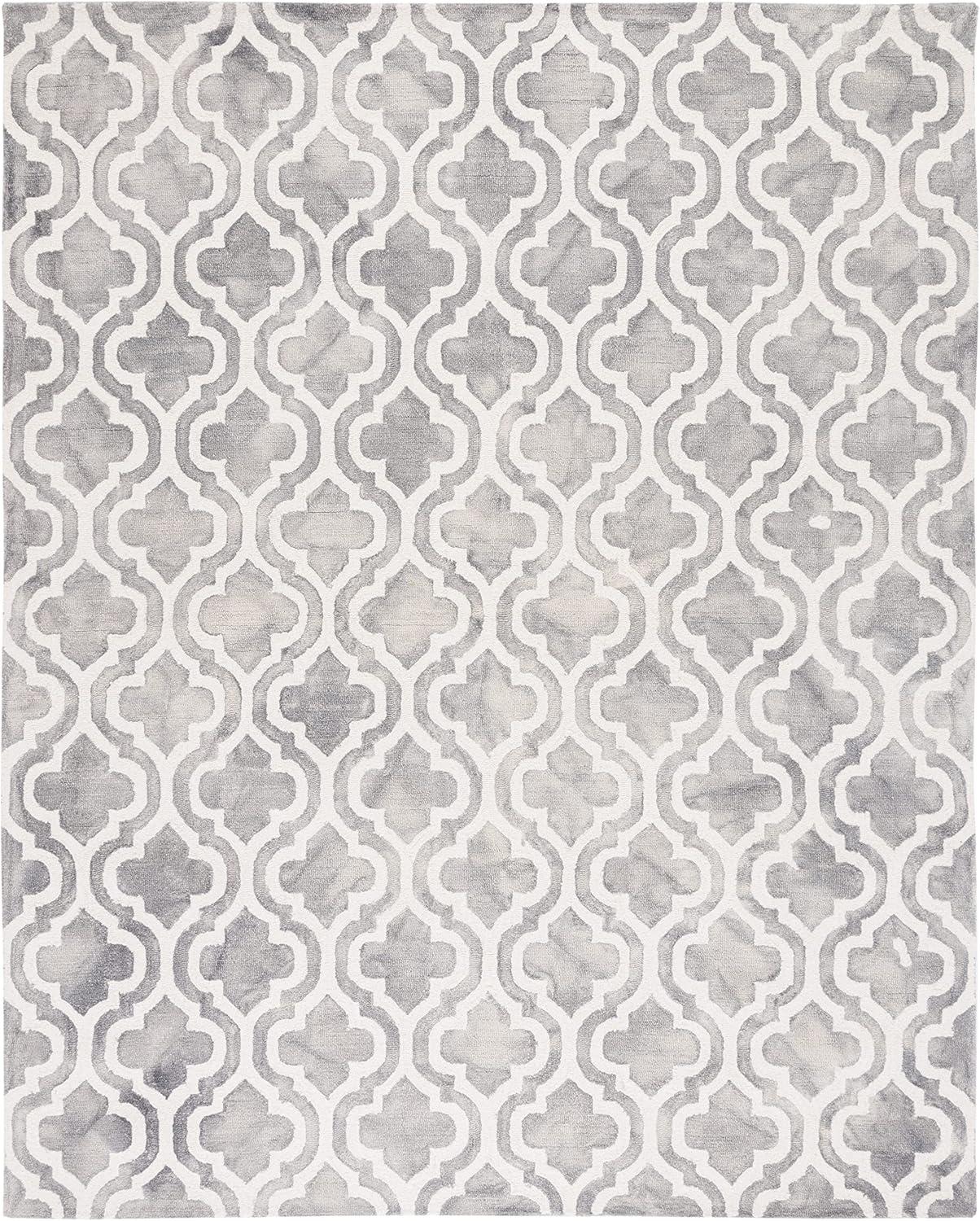 SAFAVIEH Dip Dye Jolyon Faded Geometric Wool Area Rug, Grey/Ivory, 9' x 12'