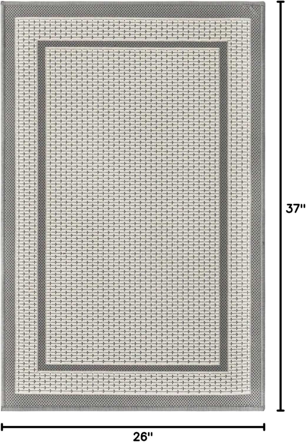 Unique Loom Outdoor Border Collection Area Rug - Border (2' 2" x 3' 1" Rectangle Gray/Silver)