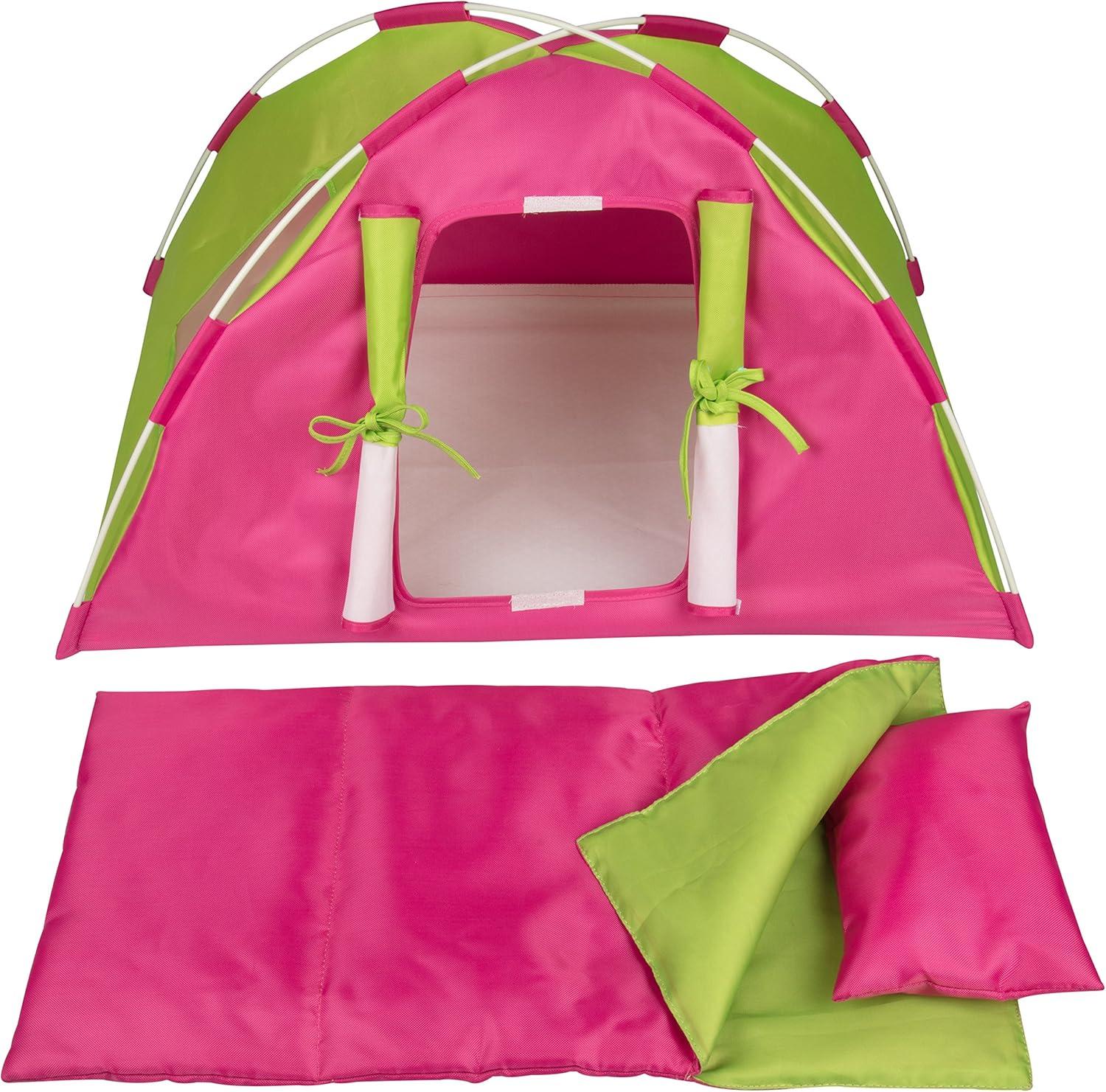 Dress Along Dolly Camping Bed Tent with Sleeping Bag and Pillow for American Girl Doll