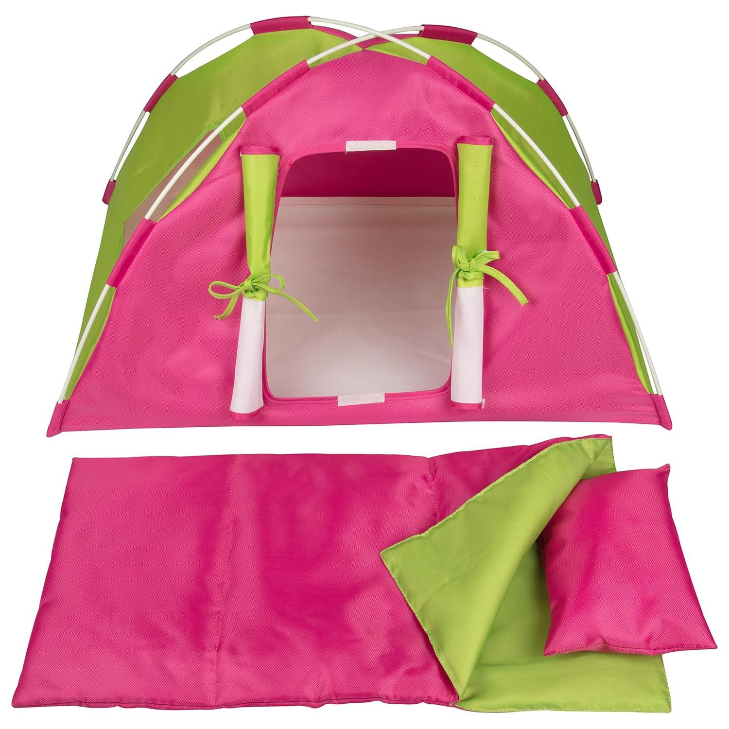 Dress Along Dolly Camping Bed Tent with Sleeping Bag and Pillow for American Girl Doll