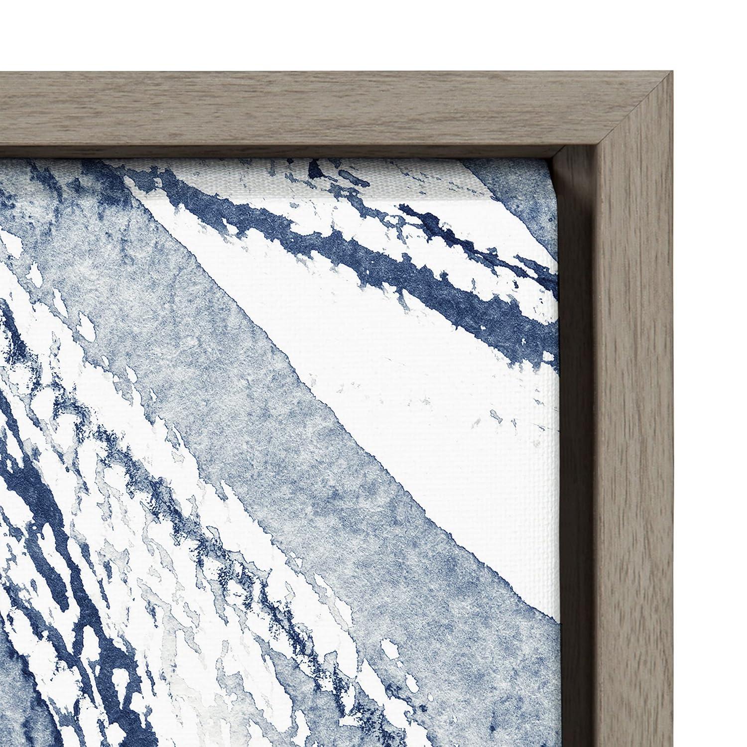 18" x 24" Sylvie Indigo Watercolor by Amy Peterson Art Studio Framed Wall Canvas Gray - Kate & Laurel All Things Decor