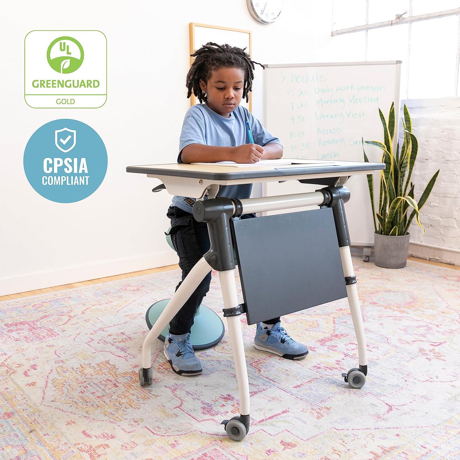 ECR4Kids ECR4Kids Nesting Student Desk, Portable Table, Maple/Grey