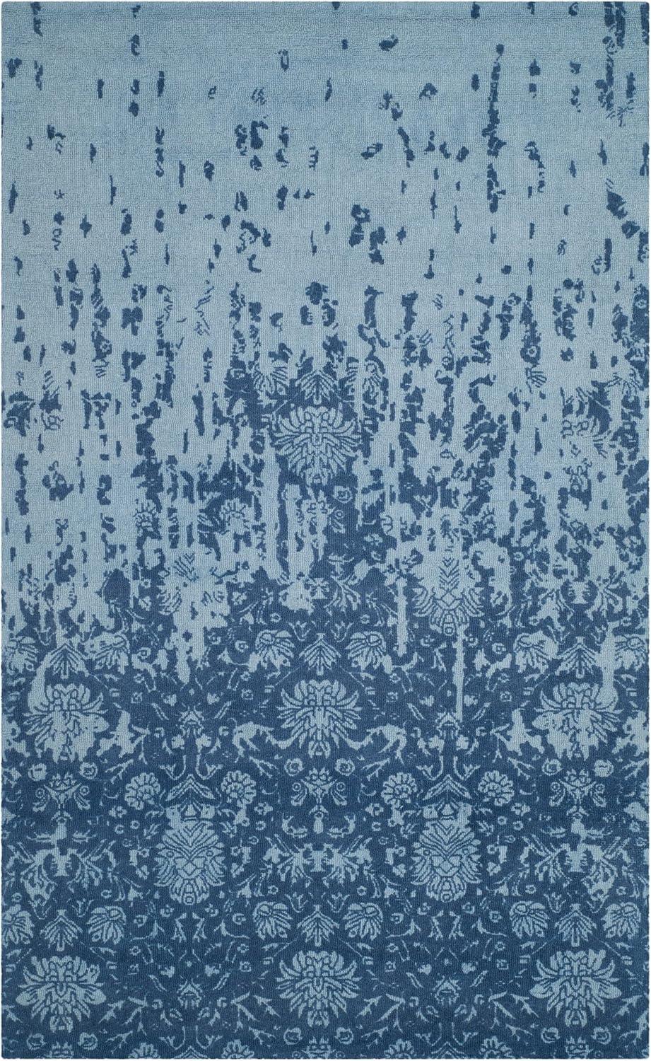 Restoration Vintage RVT104 Hand Tufted Indoor Accent Rug - 4'x6' - Blue/Dark Blue - Safavieh