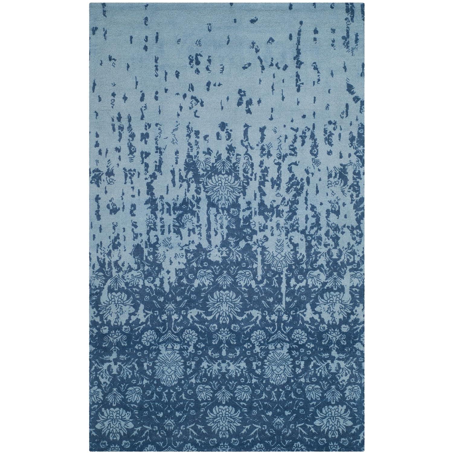 Restoration Vintage RVT104 Hand Tufted Indoor Accent Rug - 4'x6' - Blue/Dark Blue - Safavieh