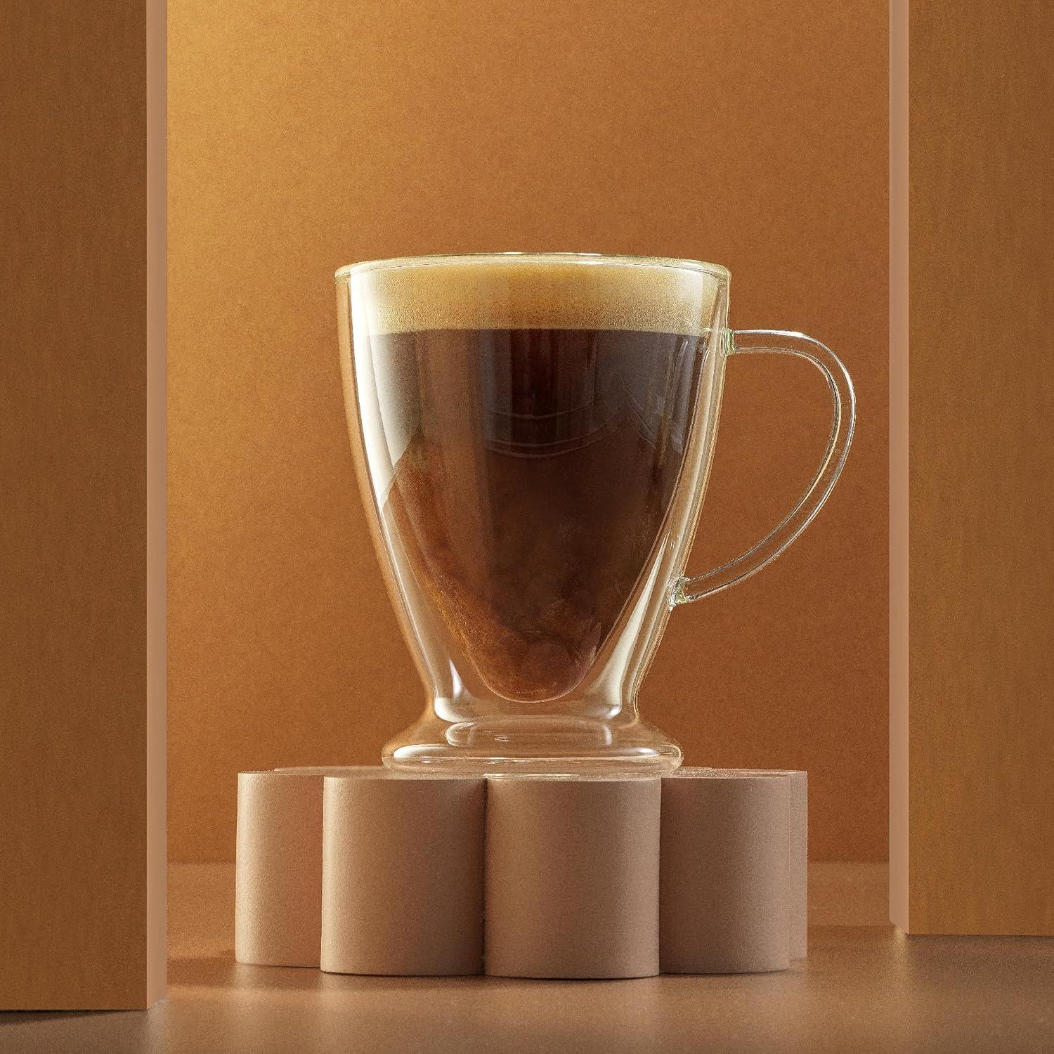JoyJolt Declan Irish Double Wall Insulated Glass Coffee Cups - Set of 2 -15-Ounces