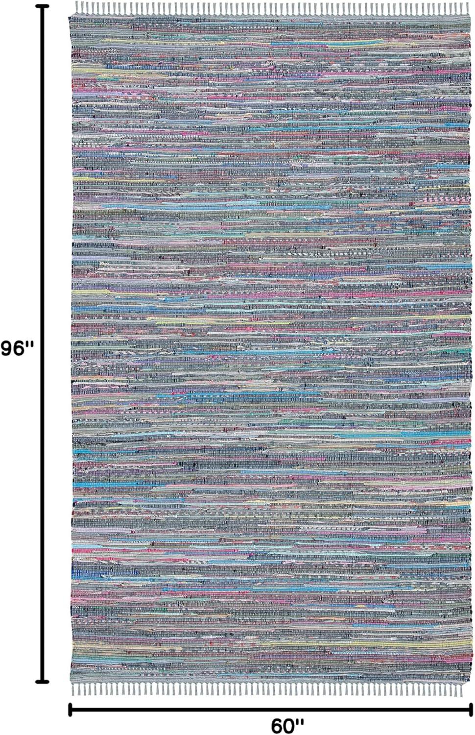 Rag Rug RAR121 Hand Woven Indoor Area Rug - 5'x8' - Ink/Multi - Safavieh