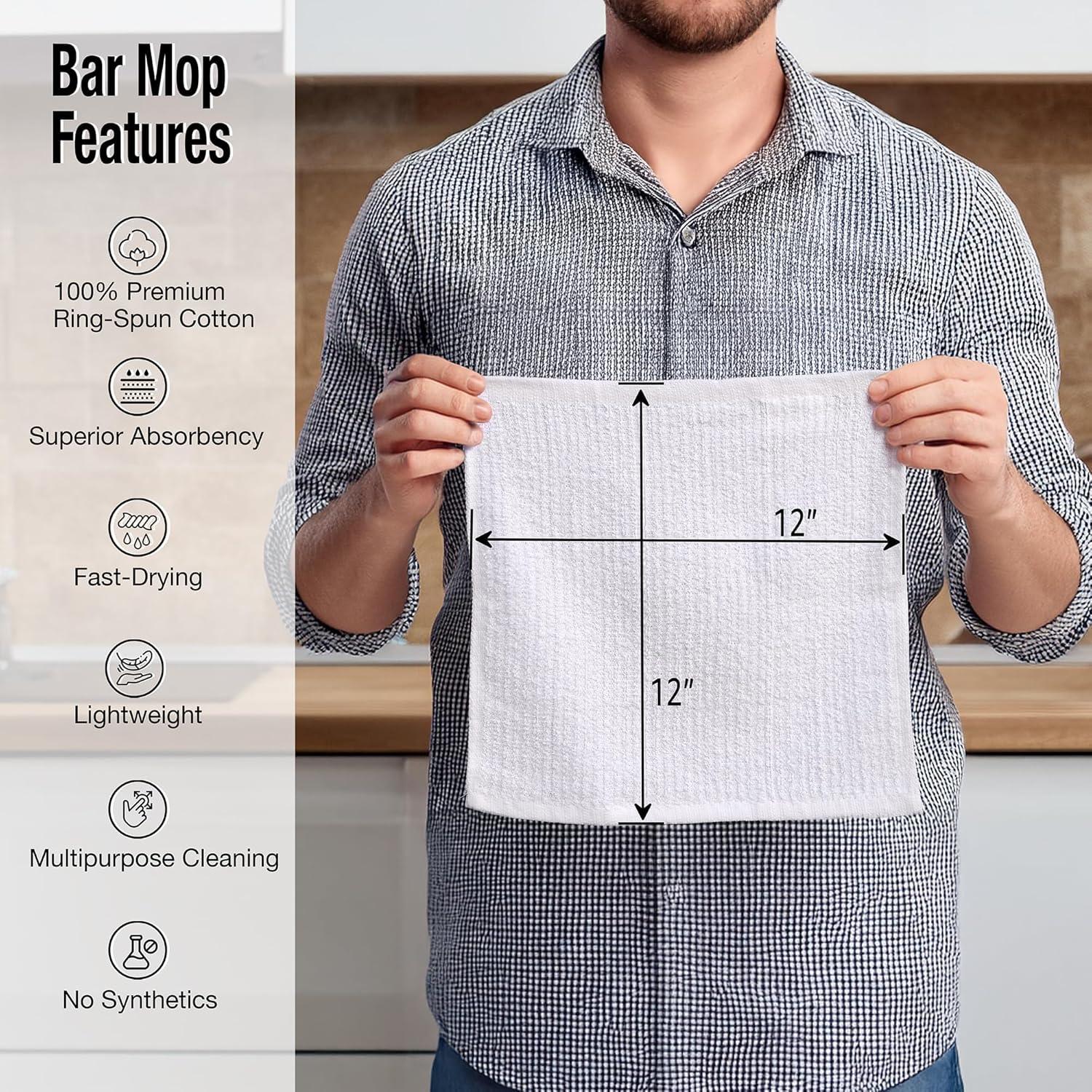 Living Fashions 12 Pack Terry Dish Cloths - Cleaning Dish Cloth Towels Bulk Set - Size 12" x 12"