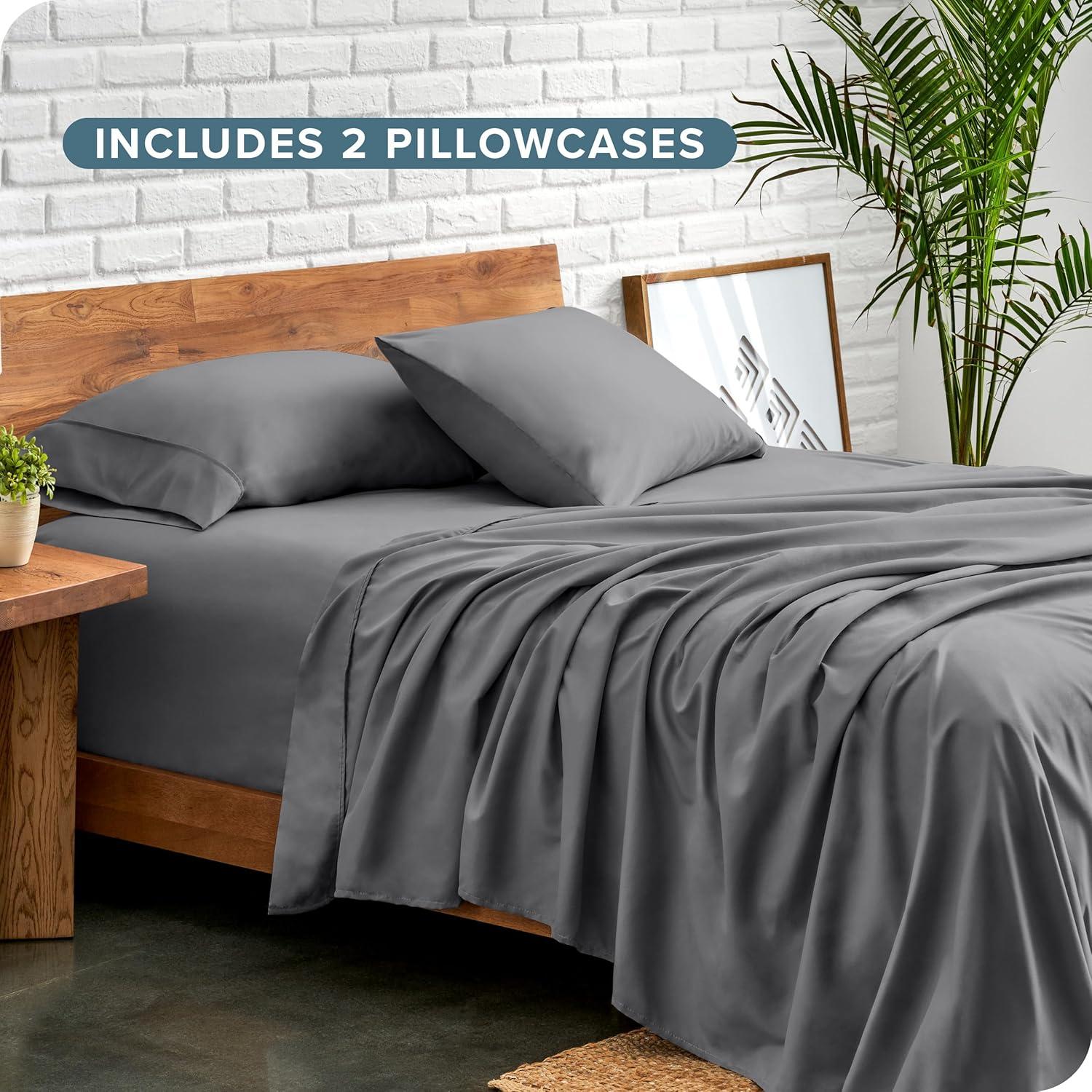 Twin XL Grey 4pc Microfiber Sheet Set by Bare Home