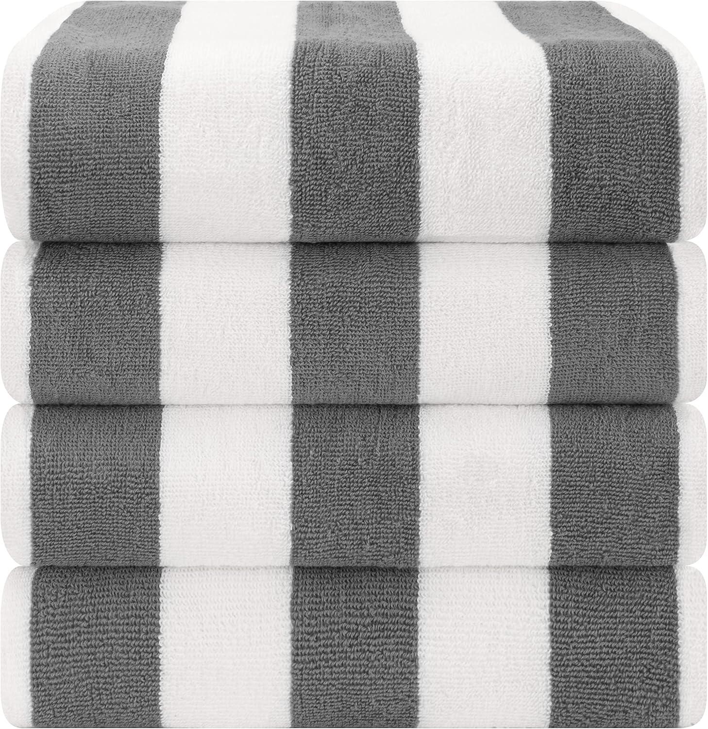 American Soft Linen Beach Towel, 100% Cotton Cabana Striped Beach Towel, 30 in by 60 in Soft Absorbent Beach Pool Towel
, Turquoise Blue