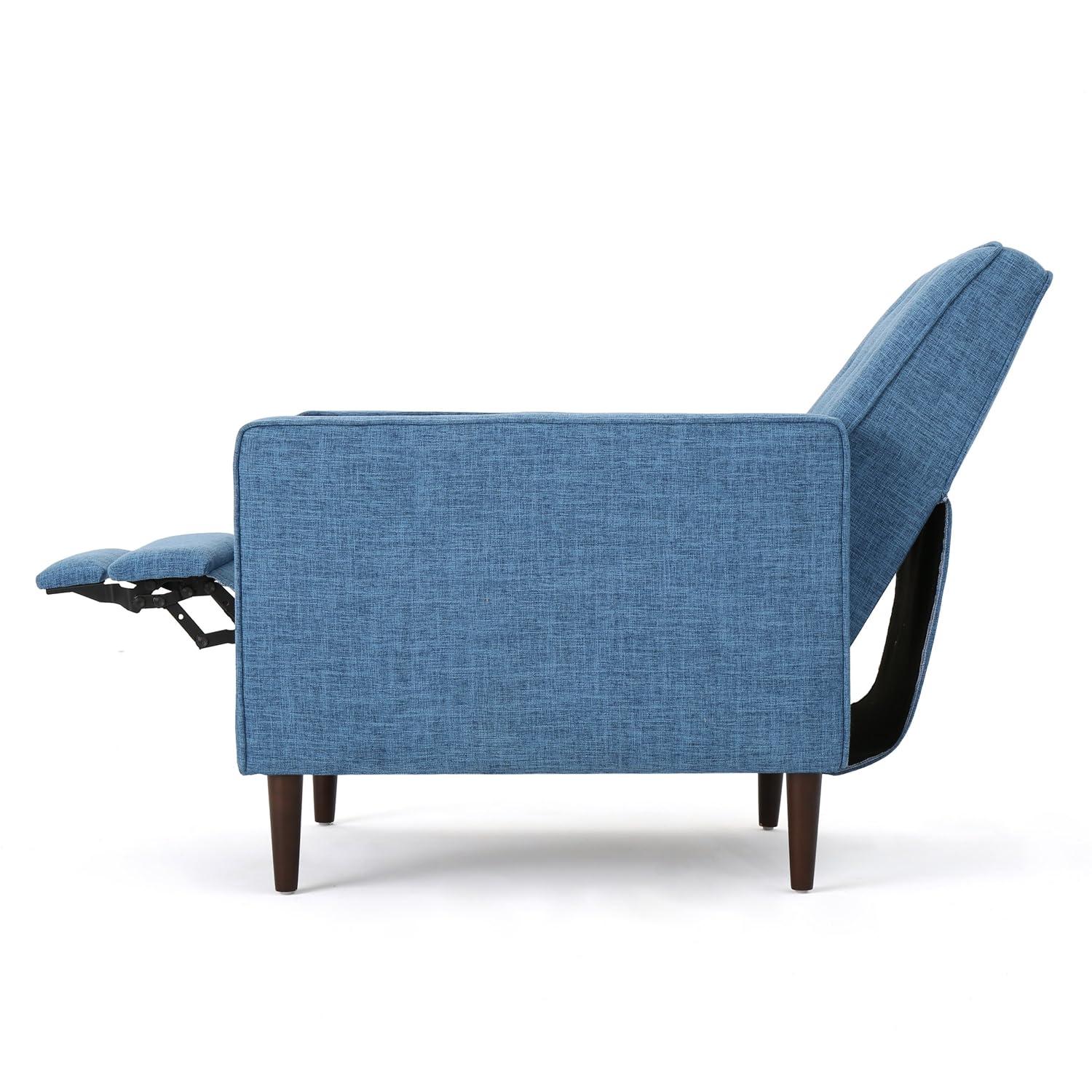 GDFStudio Mason Mid Century Modern Tufted Pushback Recliners (Set of 2), Muted Blue/Fabric