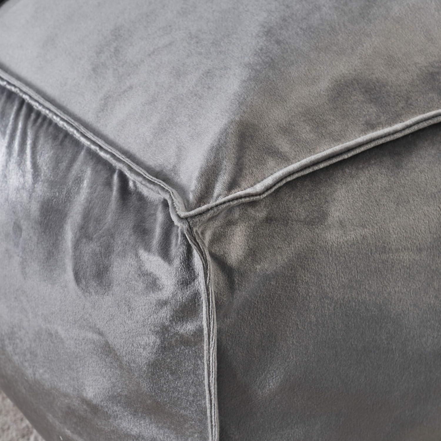 Cytheria Glam Velvet Square Bean Bag Ottoman, Smoke