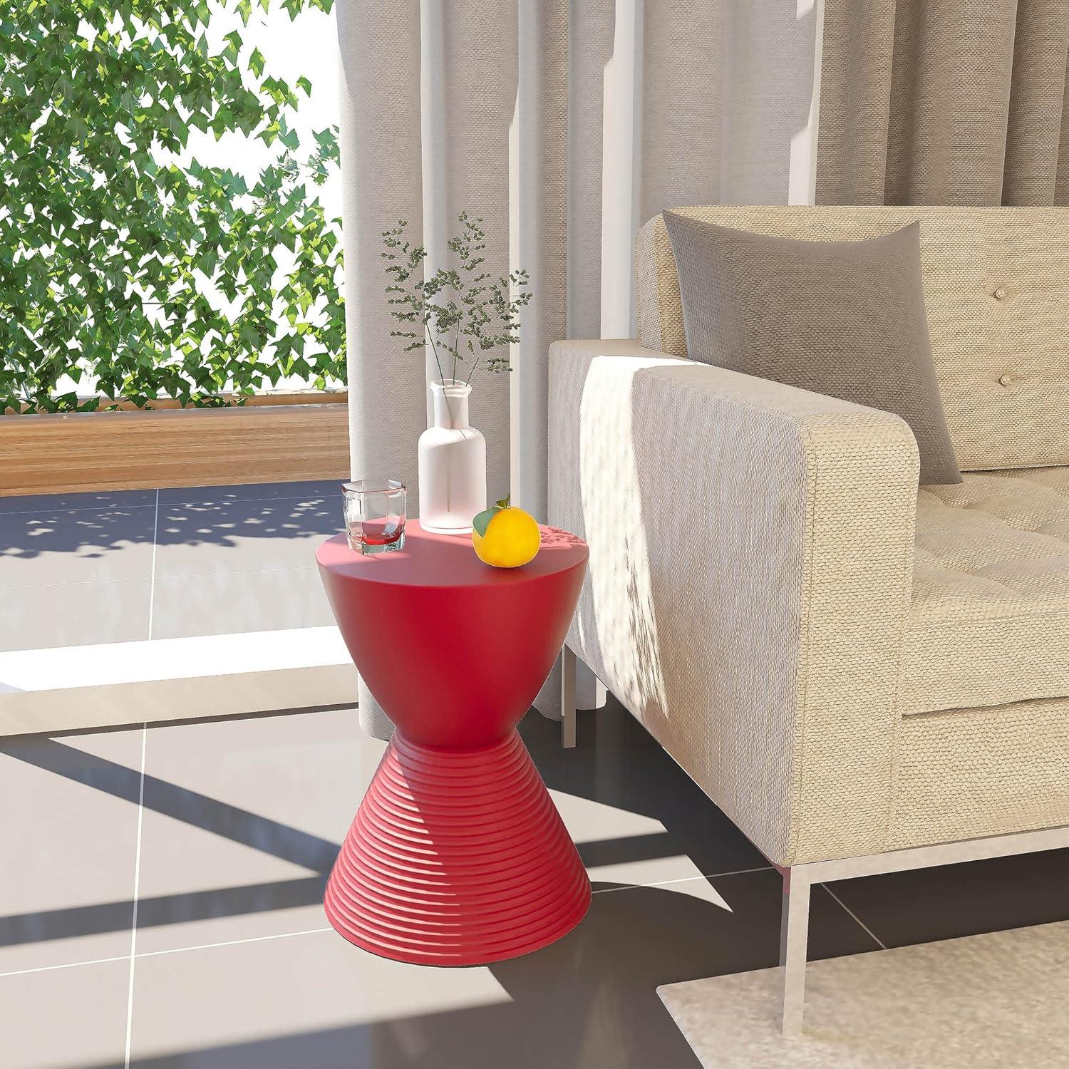 Boyd Modern Red Round Plastic Accent Side Table