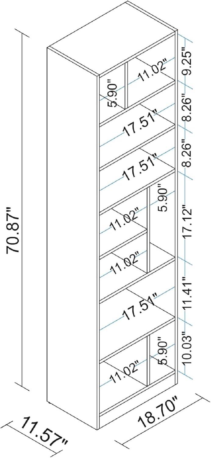 White Modern 8-Shelf Wooden Bookcase