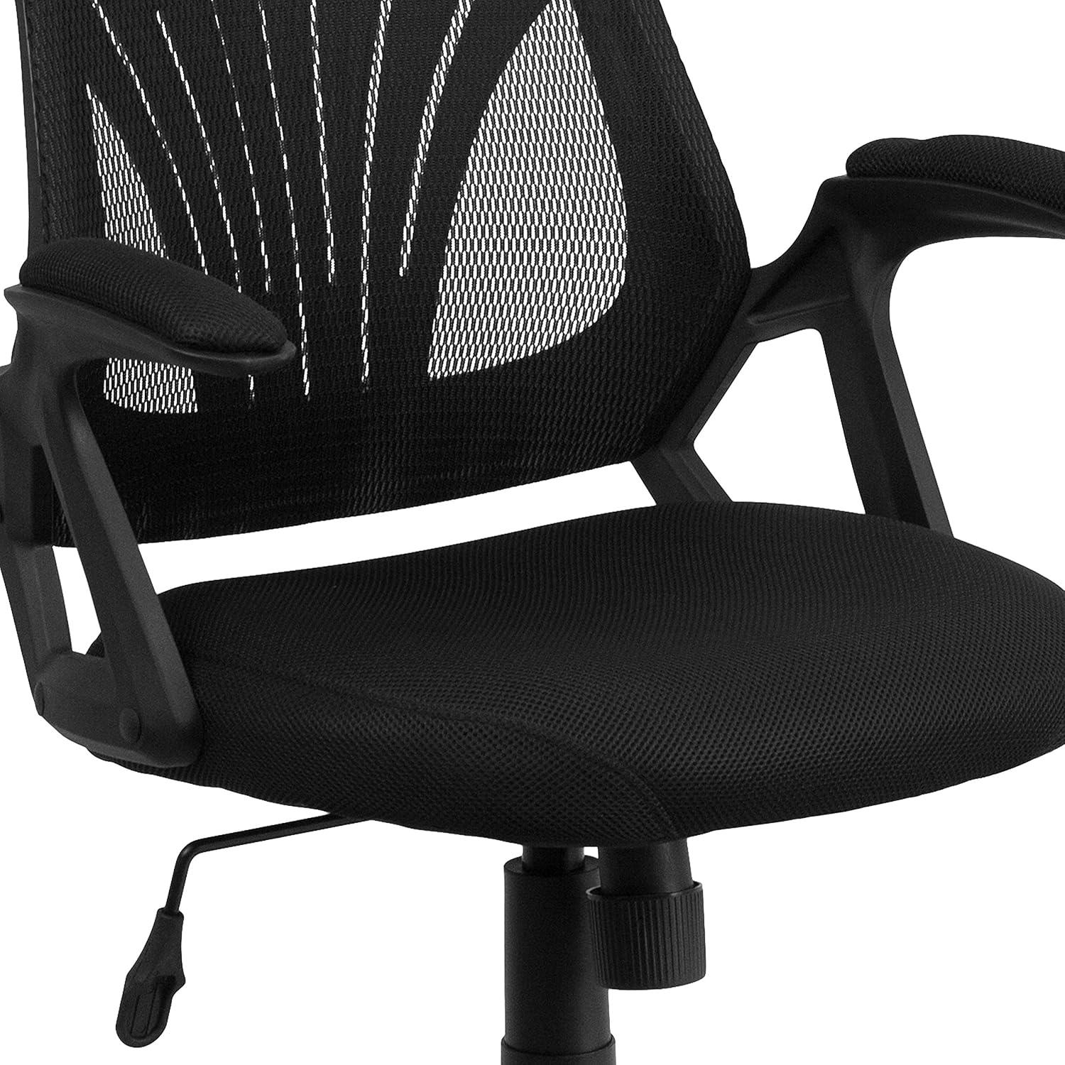 Ergonomic Black Mesh Mid-Back Swivel Task Chair with Fixed Arms