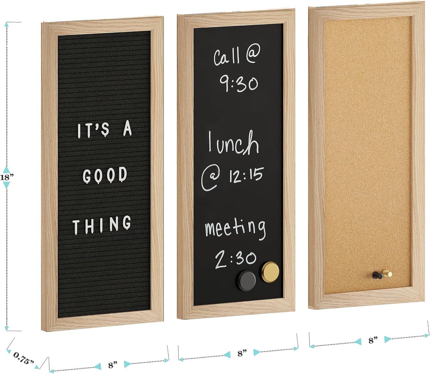 Thomas Martha Stewart Cork Board, Chalk Board, Letter Board Set with Included Push Pins, Magnets, Liquid Chalk