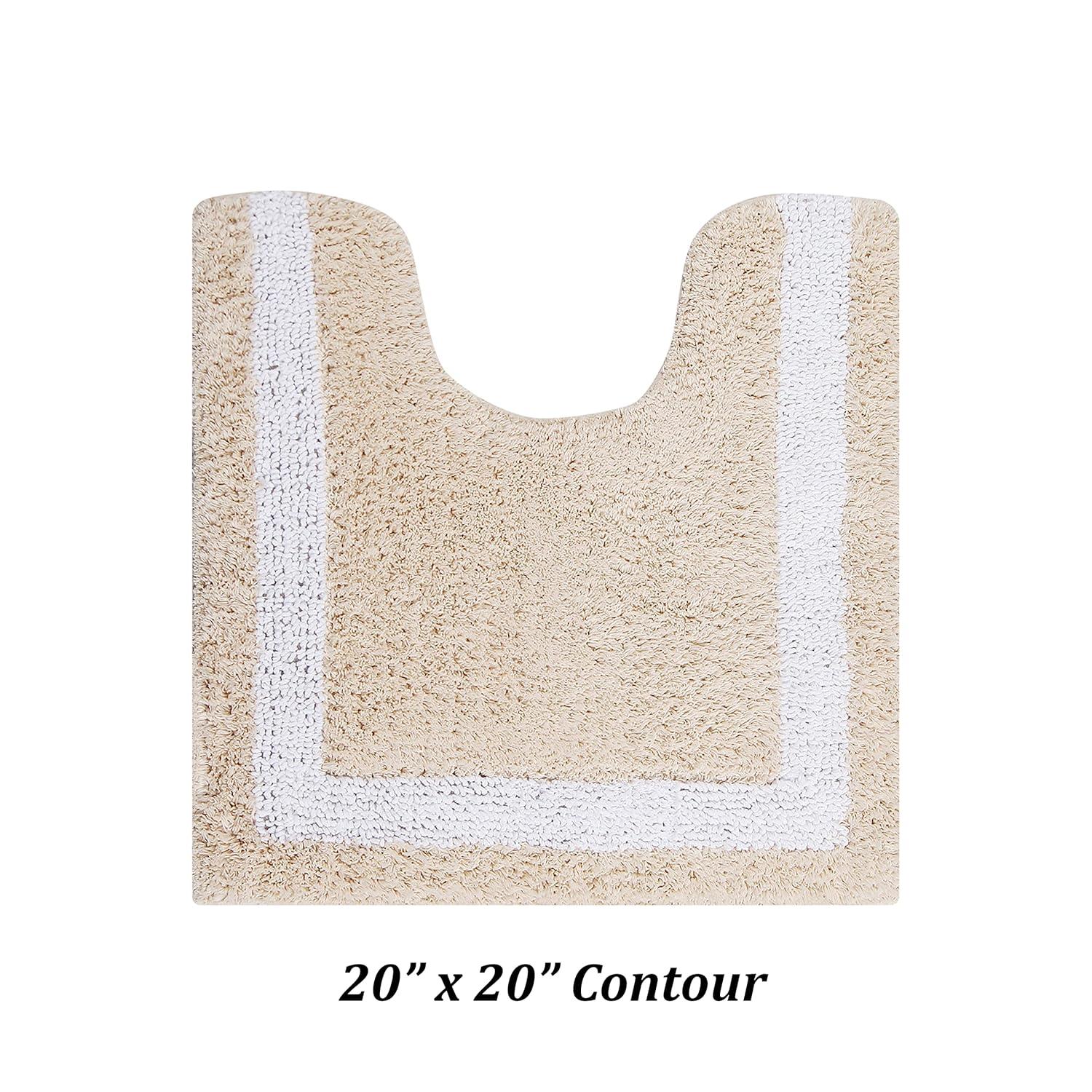 Better Trends Hotel Multi 100% Cotton Tufted Two Tone Reversible Bath Rug Set 2 PC (17" x 24" | 20" x 20") - Sand/White