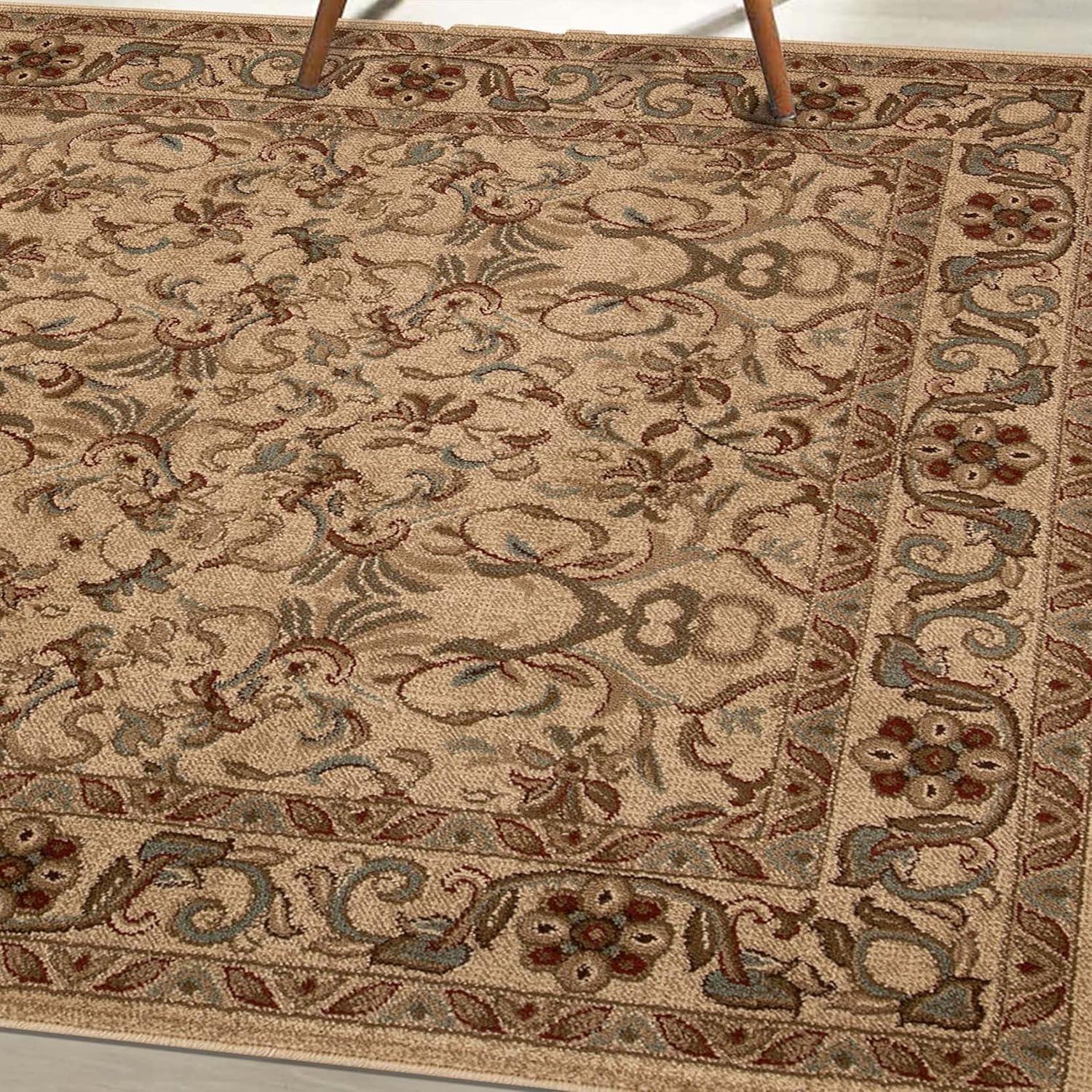 Superior Heritage Oriental Floral Indoor Area Rug, 8' x 8' Square, Ivory