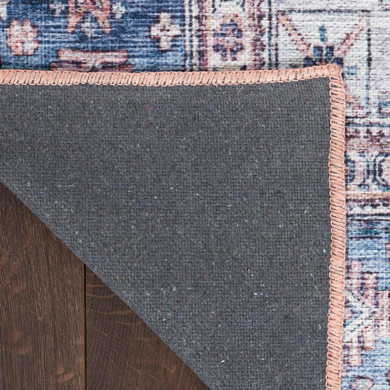 Nourison Washable Brilliance 7'10" x 9'10" Blue/Multi Vintage Indoor Rug
