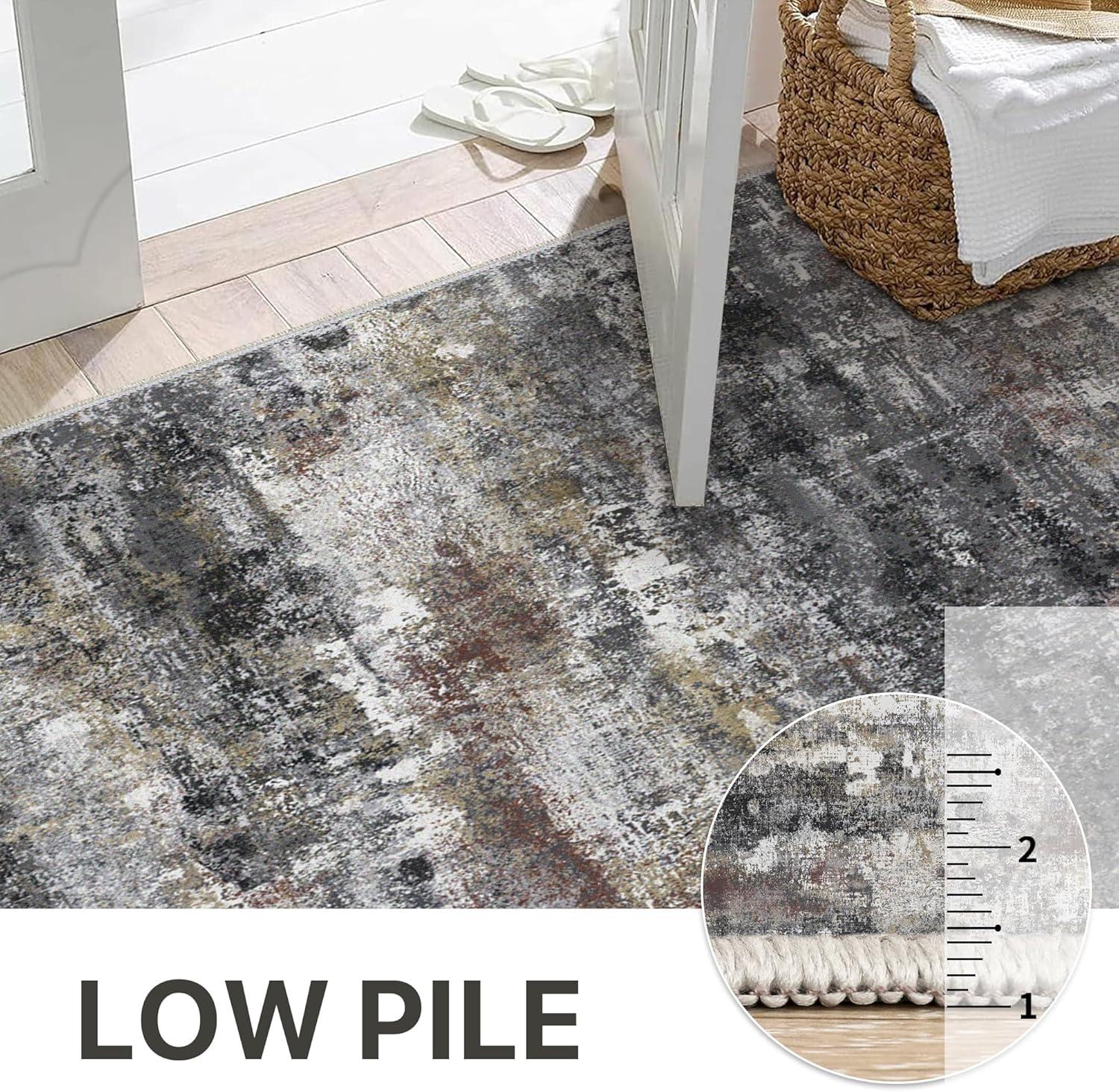 abyNow Rustic Textures Abstract Modern Indoor Area Rug-8' x 10'-Rusty Grey
