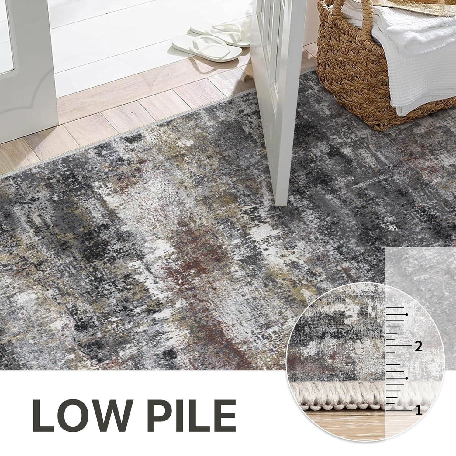 abyNow Rustic Textures Abstract Modern Indoor Area Rug-8' x 10'-Rusty Grey