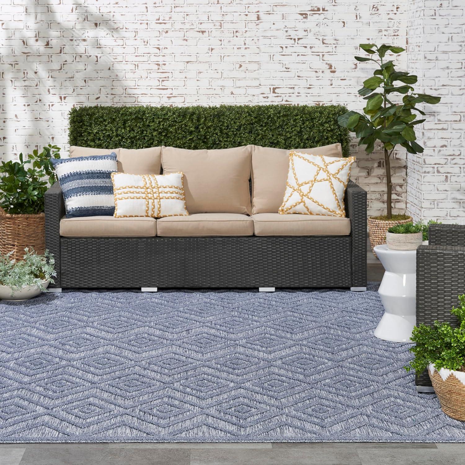 Nourison Versatile 8' x 10' Denim Blue Indoor Outdoor Rug
