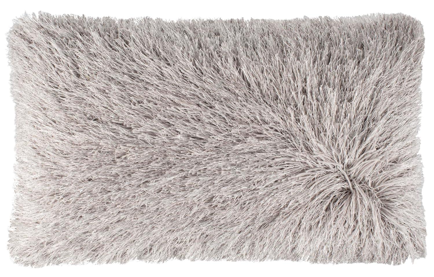 Shag Modish Metallic Pillow - Metallic Silver - 14"X24" - Safavieh