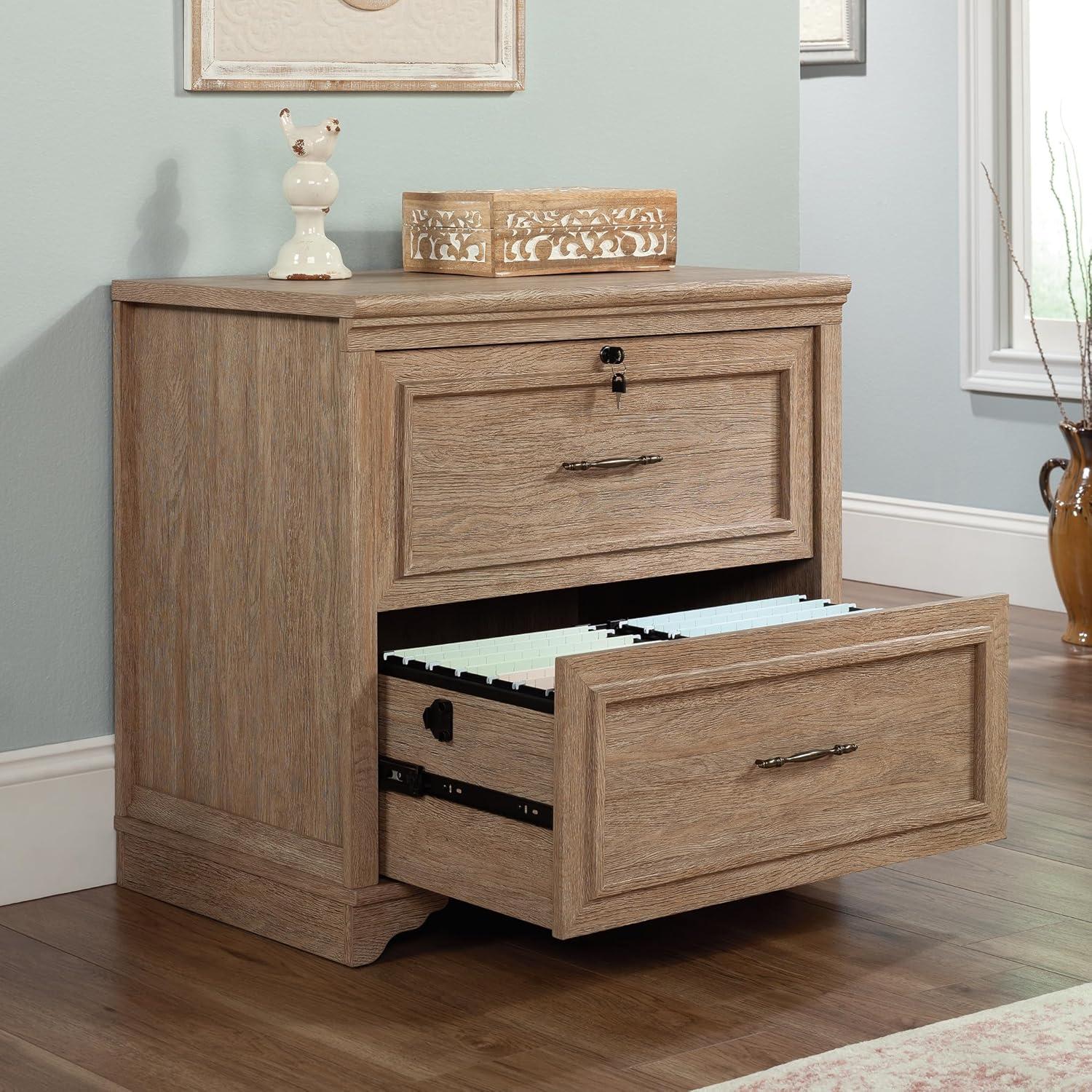 Brushed Oak 2-Drawer Lockable Lateral File Cabinet