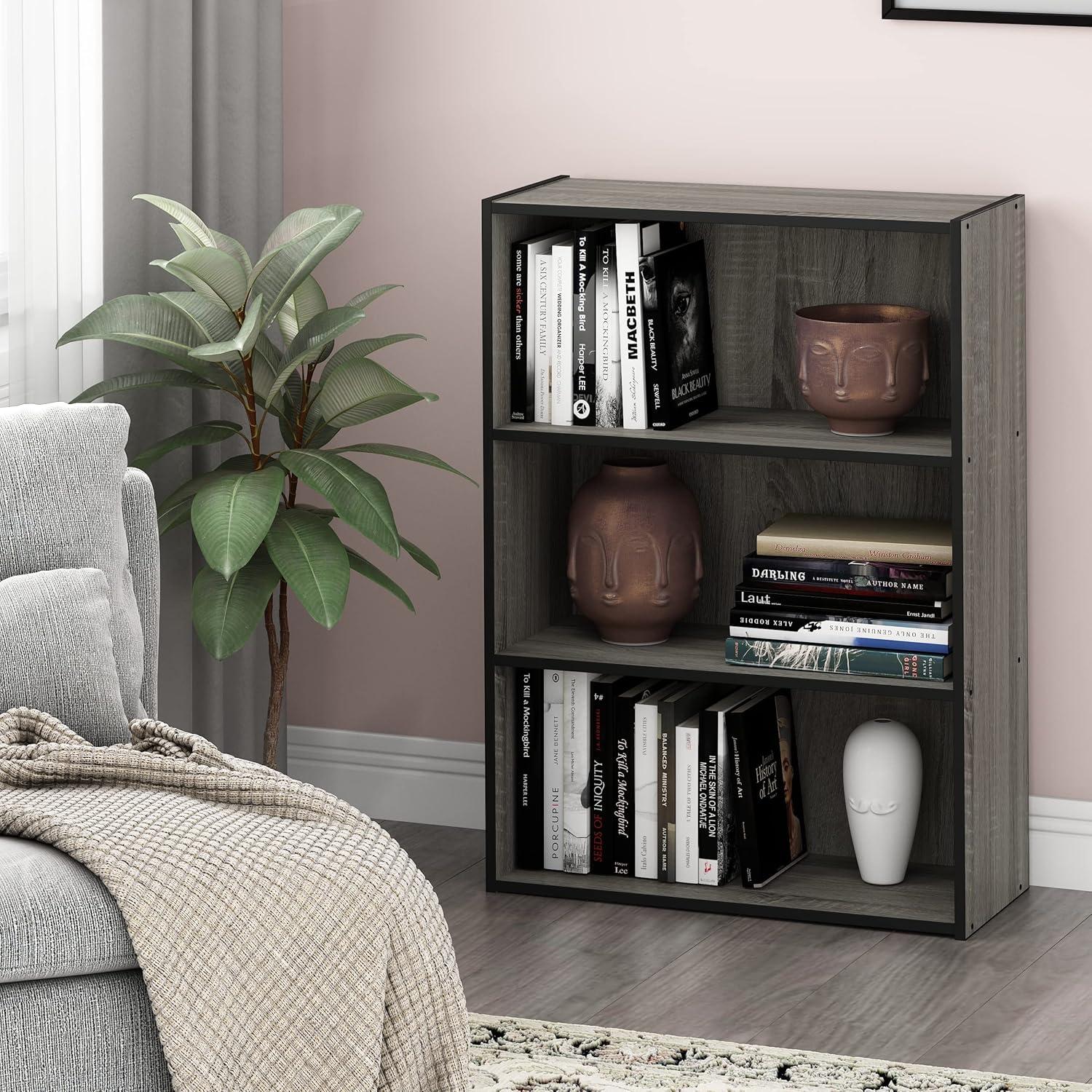 Furinno Easy Assembly 3 Cube Decorative Bookshelf Storage Display Cabinet 3-Tier Multi-functional Open Shelf