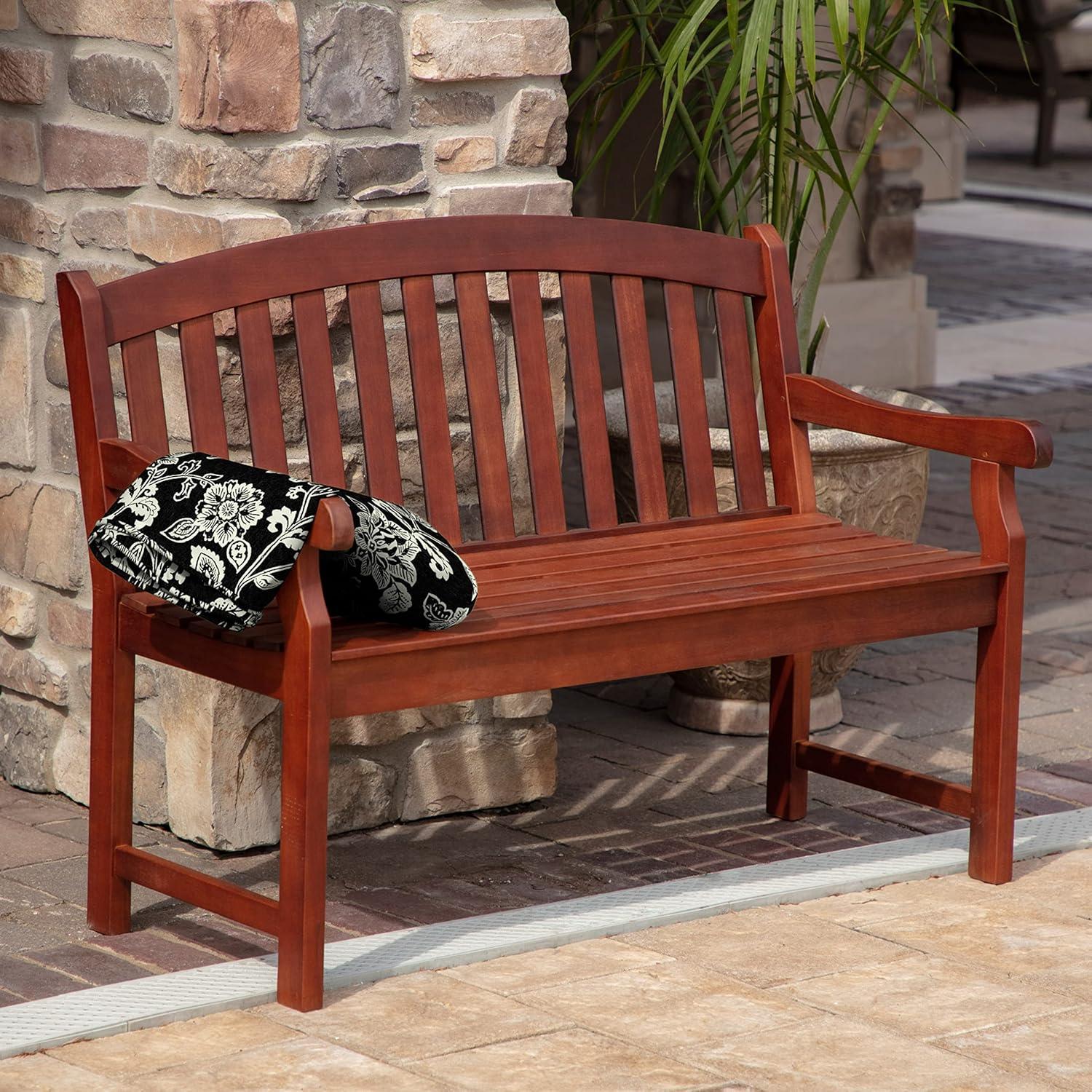 Arden Selections ProFoam Essentials Outdoor Bench Cushion 18 x 46, Ashland Black Jacobean