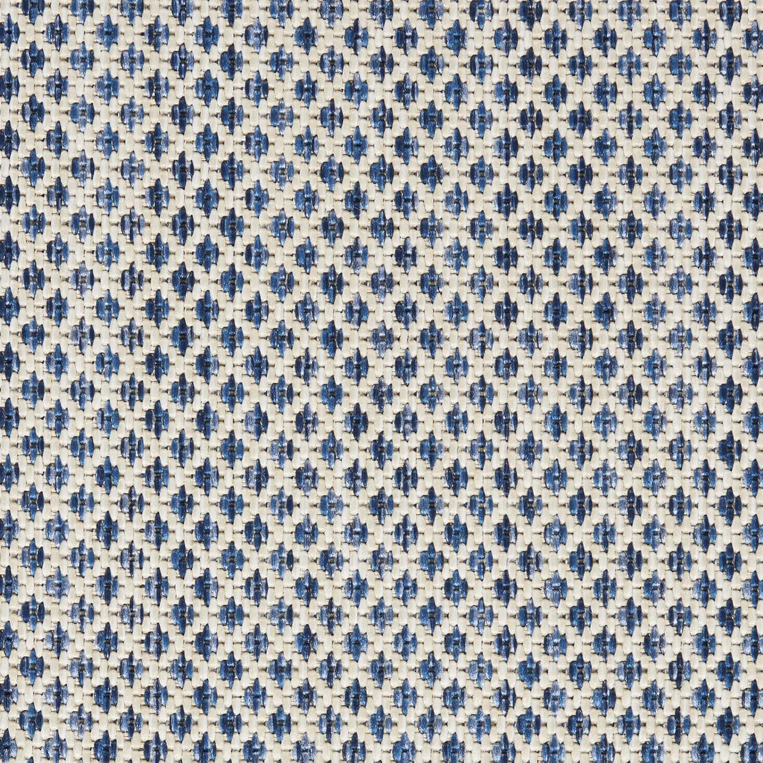 Nourison 6' x 6' Courtyard Modern Easy Care Flatweave Indoor Outdoor Square Rug Ivory Blue