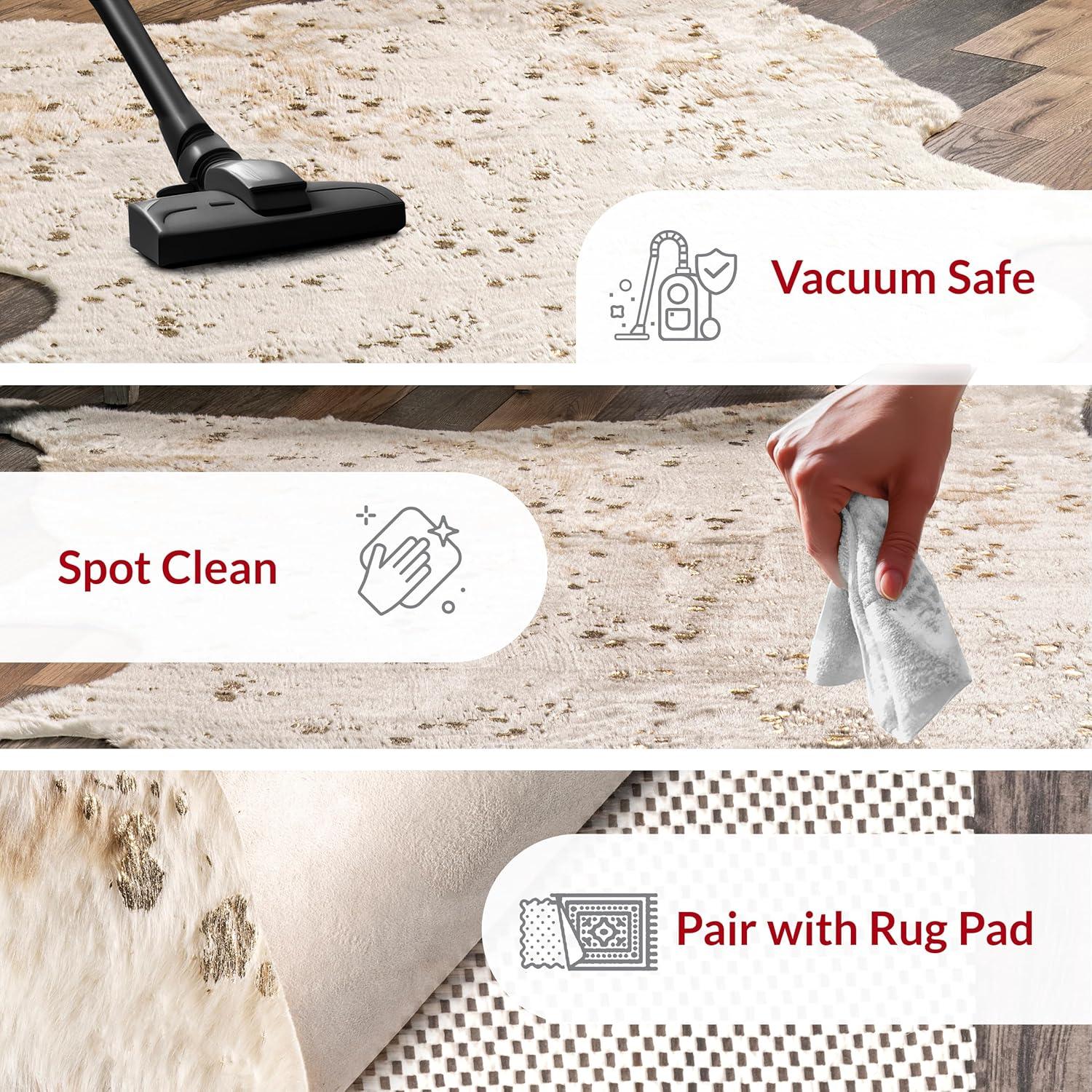 Nuloom Iraida Animal Print Shaped 4x5 Indoor Area Rug for Living Room Bedroom Dining Room Kitchen, Gold/Off White