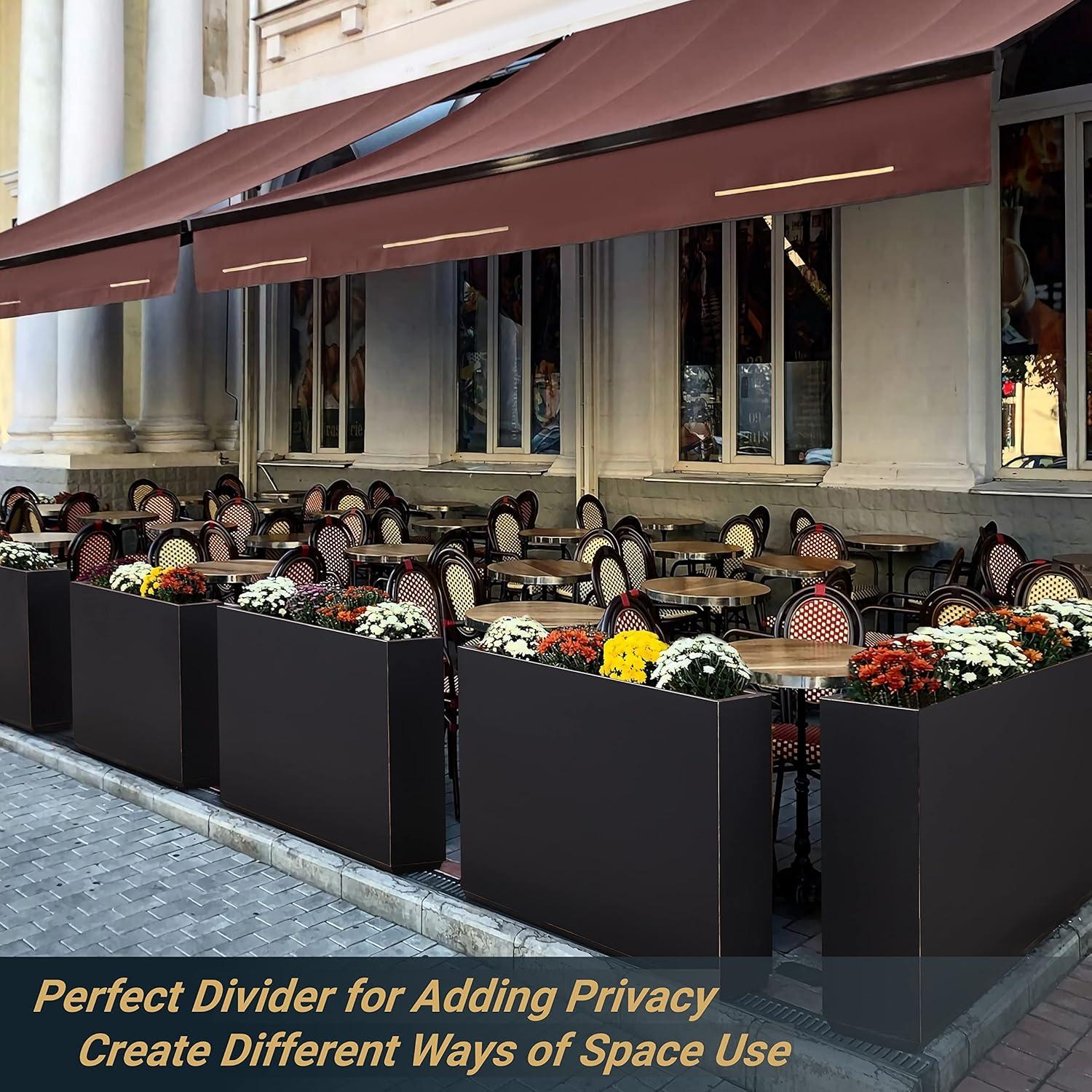 Metallic Heavy Planter for Outdoor Plants, 38Lx10Wx30H Inches Tall and Long Metal Divider Planter Box - 38"x30"x10" Espresso