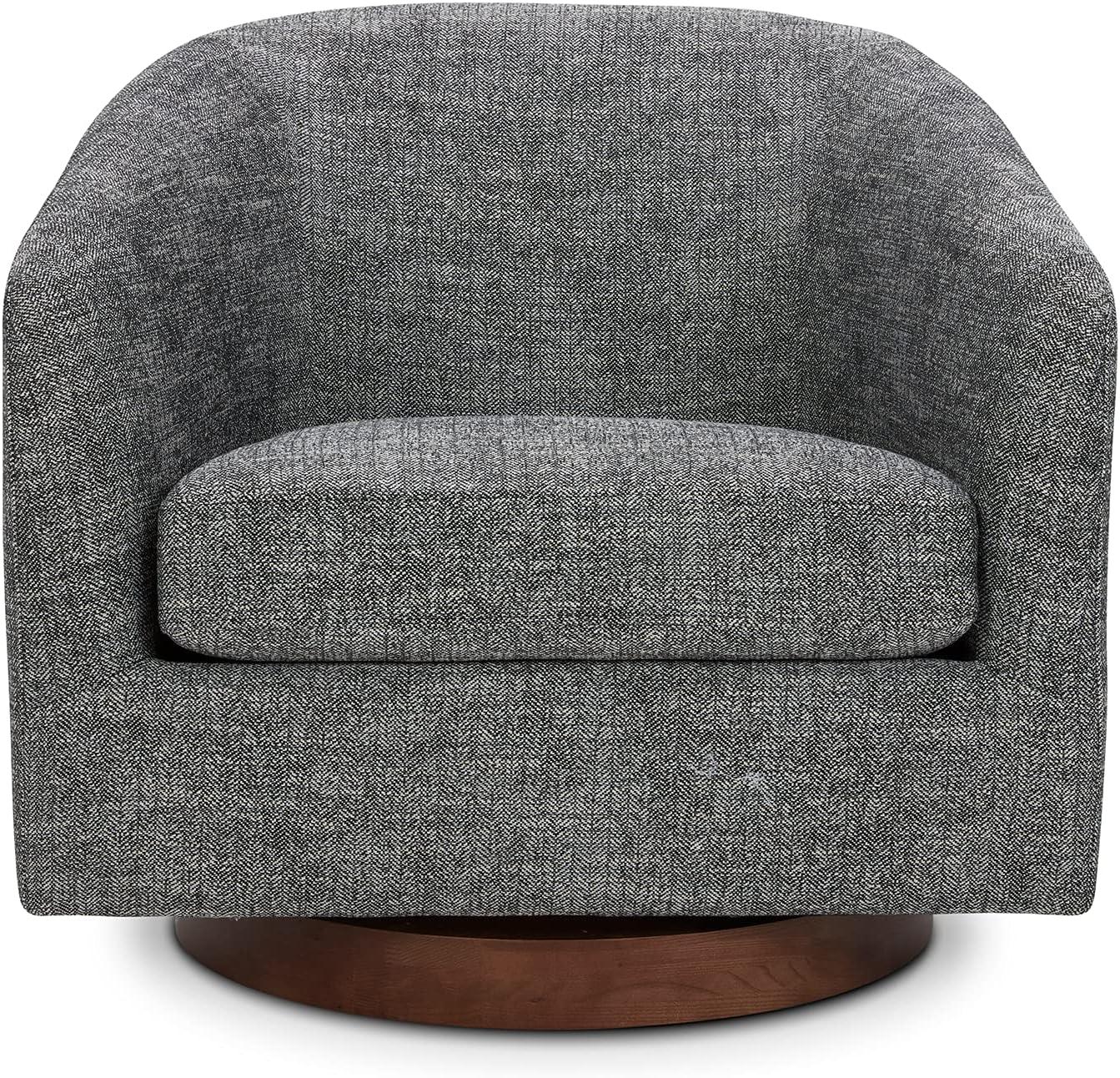 Nereus Dark Gray Fabric Swivel Accent Arm Chair with Wood Base