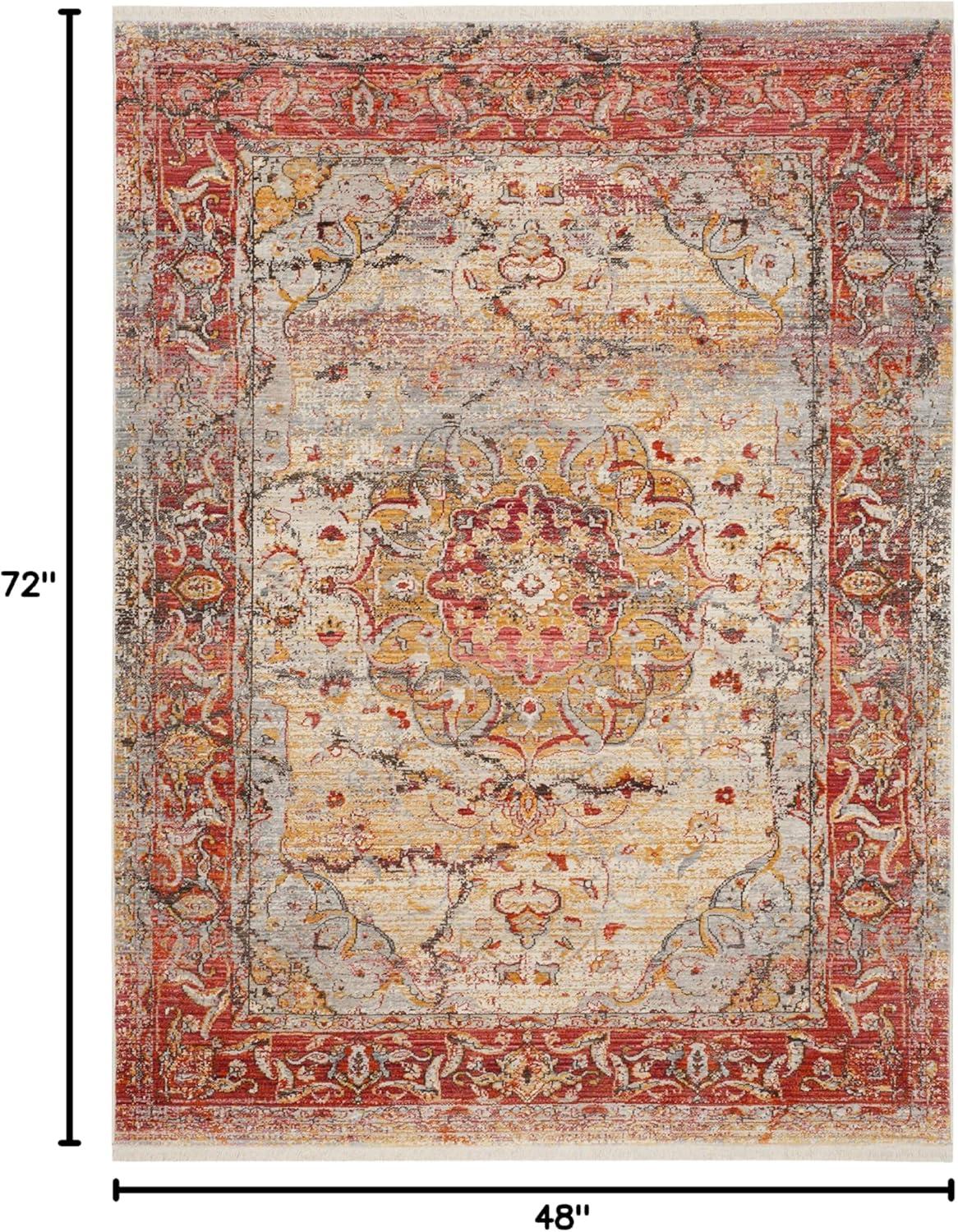SAFAVIEH Vintage Persian Trina Traditional Polyester Area Rug, Saffron/Cream, 4' x 6'